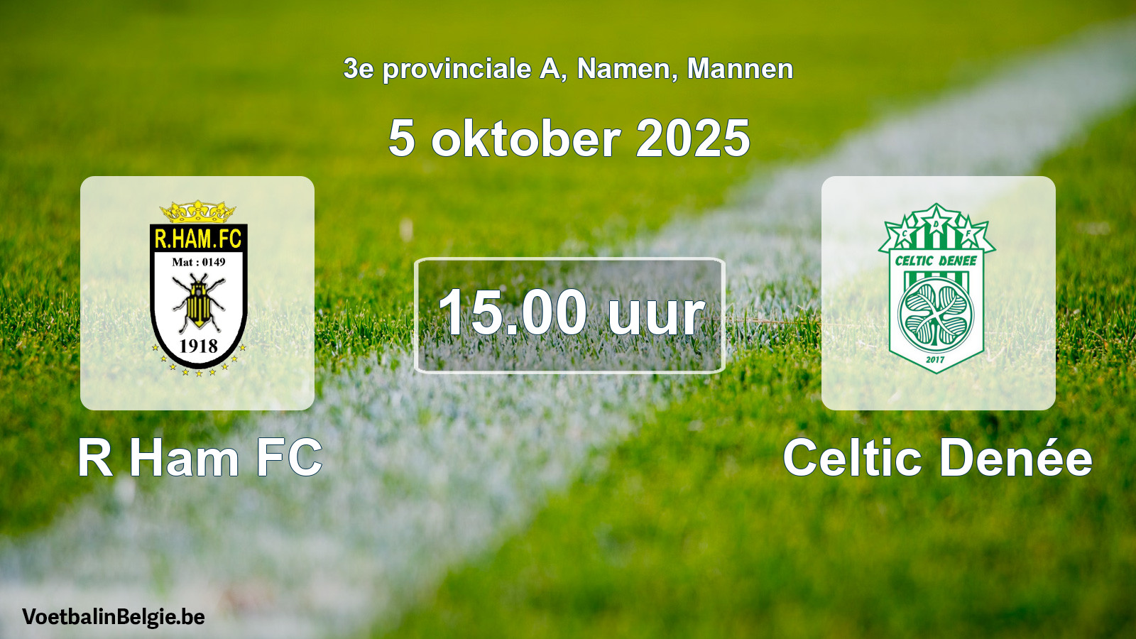 Scheduled match men football: R Ham FC - Celtic Denée (5 October 2025)