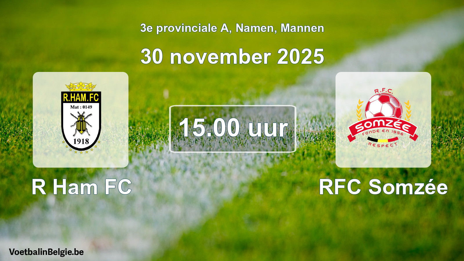 Scheduled match men football: R Ham FC - RFC Somzée (30 November 2025)