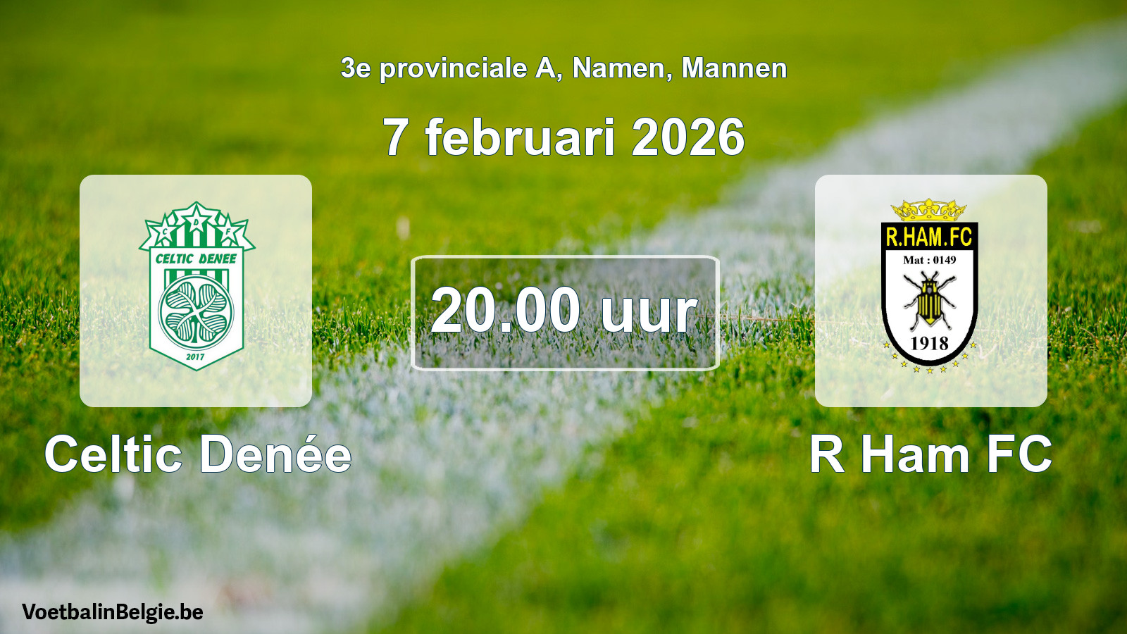 Scheduled match men football: Celtic Denée - R Ham FC (7 February 2026)