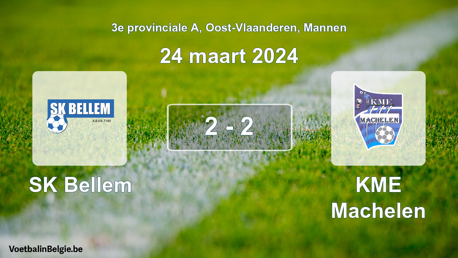 Gespeelde wedstrijd mannenvoetbal: SK Bellem - KME Machelen 2 - 2 (24 maart 2024)