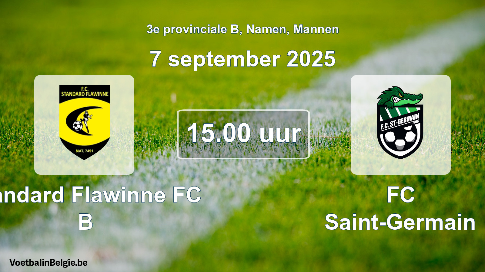 Scheduled match men football: Standard Flawinne FC B - FC Saint-Germain (7 September 2025)