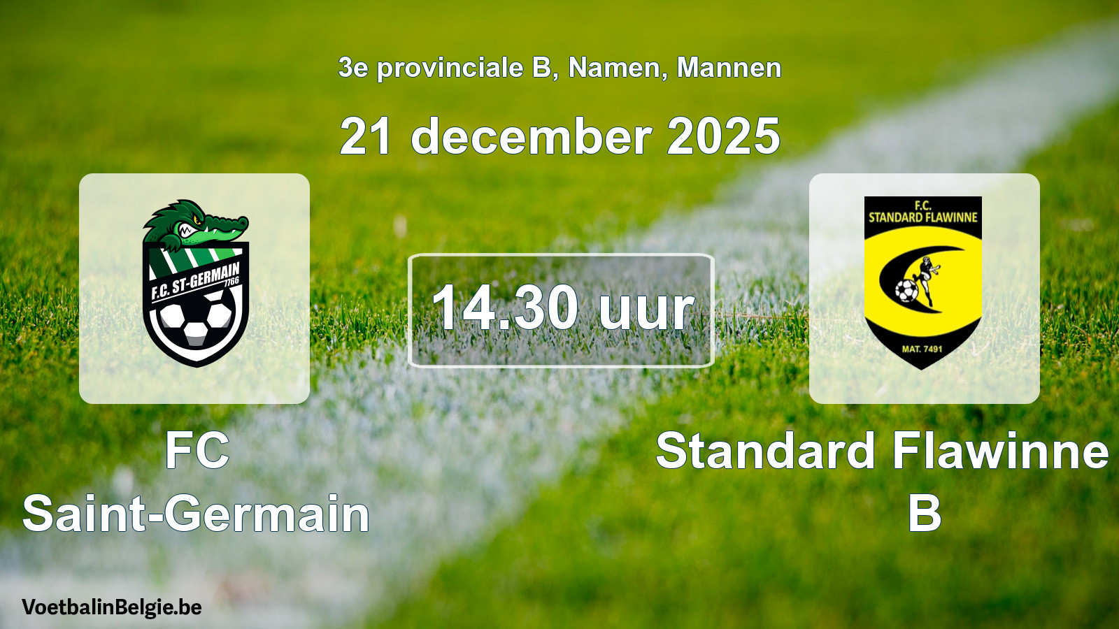 Scheduled match men football: FC Saint-Germain - Standard Flawinne FC B (21 December 2025)
