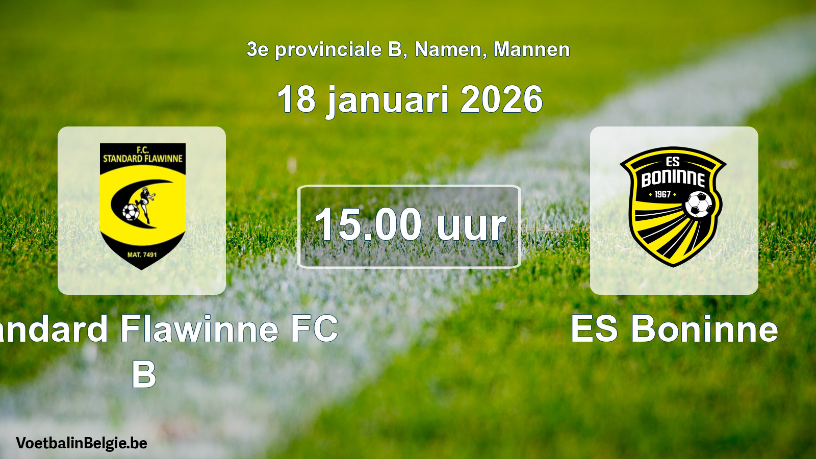 Scheduled match men football: Standard Flawinne FC B - ES Boninne (18 January 2026)