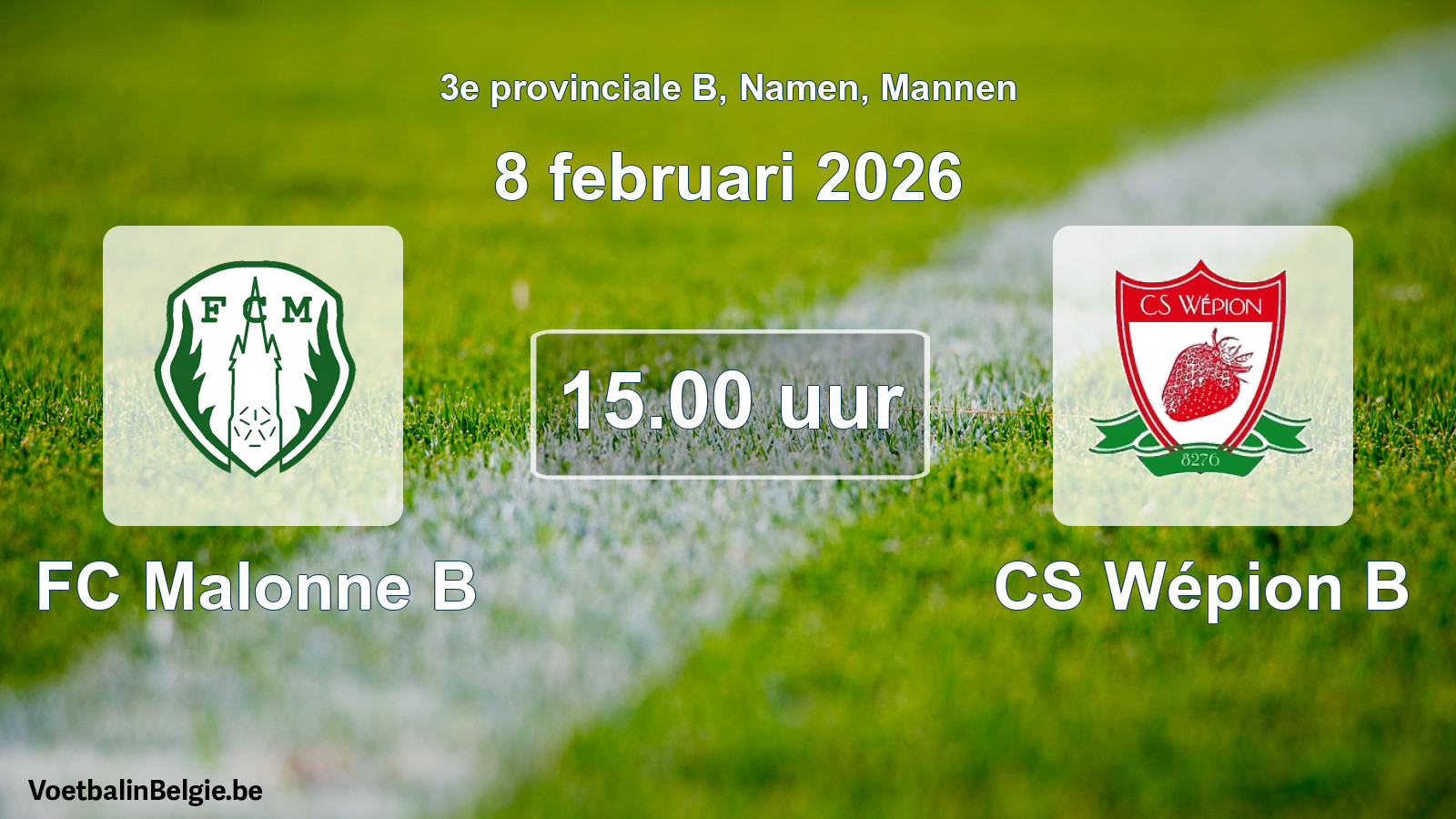 Scheduled match men football: FC Malonne B - CS Wépion B (8 February 2026)
