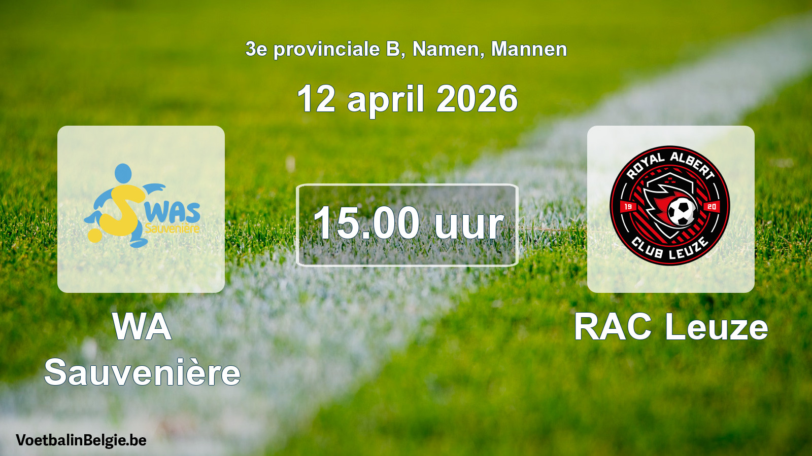 Scheduled match men football: WA Sauvenière - RAC Leuze (12 April 2026)