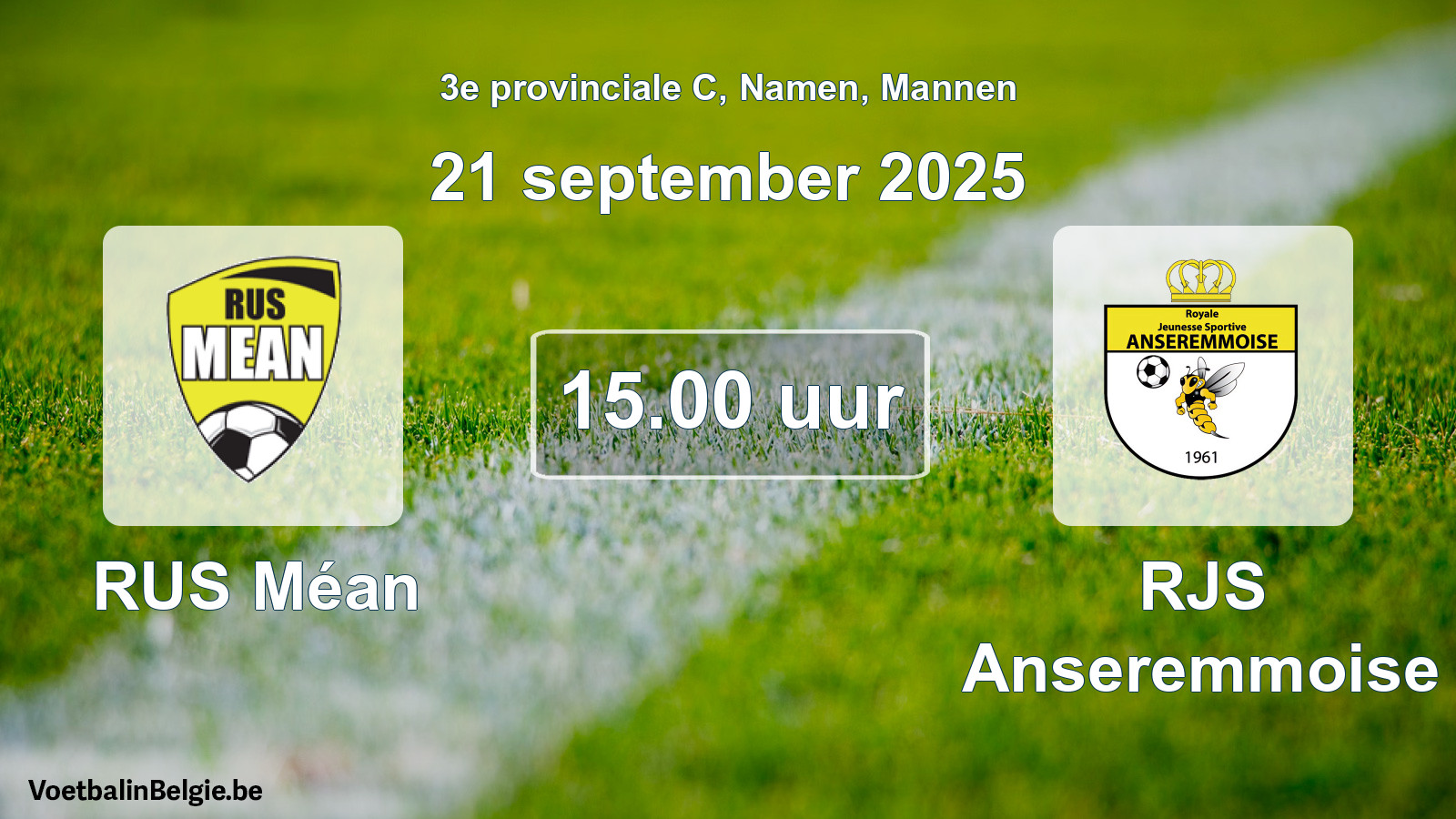 Scheduled match men football: RUS Méan - RJS Anseremmoise (21 September 2025)