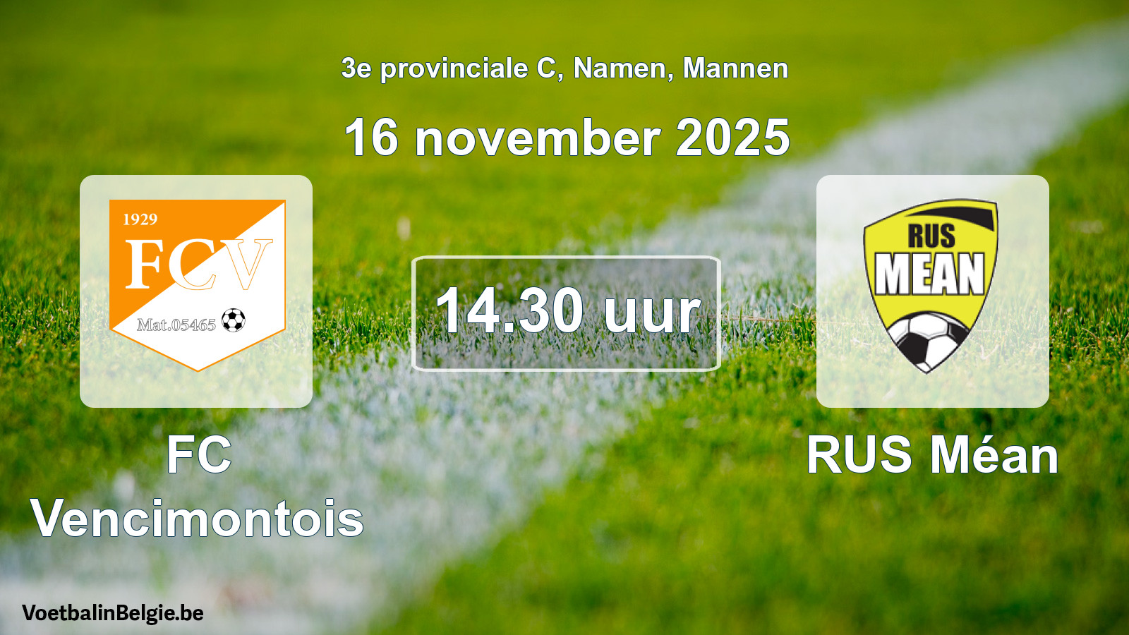 Scheduled match men football: FC Vencimontois - RUS Méan (16 November 2025)