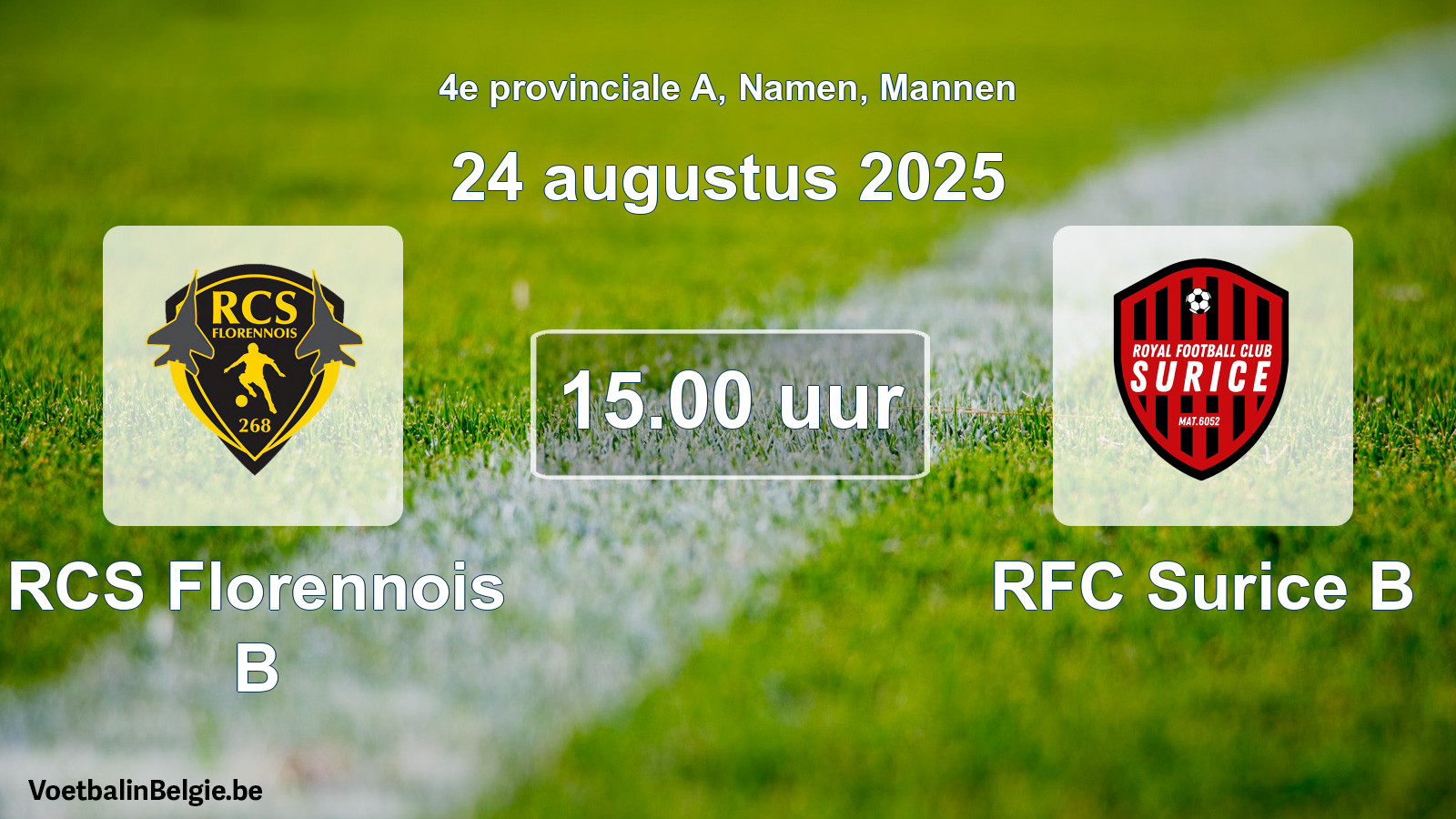 Scheduled match men football: RCS Florennois B - RFC Surice B (24 August 2025)