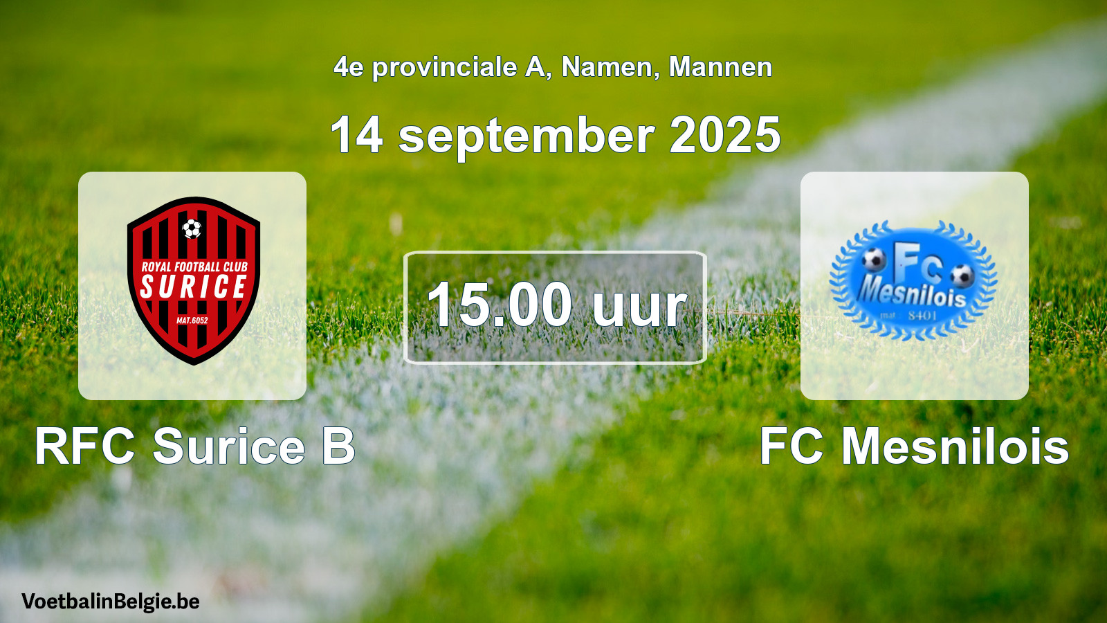 Scheduled match men football: RFC Surice B - FC Mesnilois (14 September 2025)