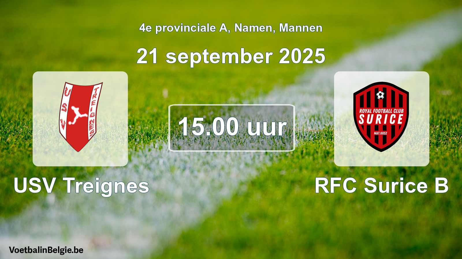 Scheduled match men football: USV Treignes - RFC Surice B (21 September 2025)