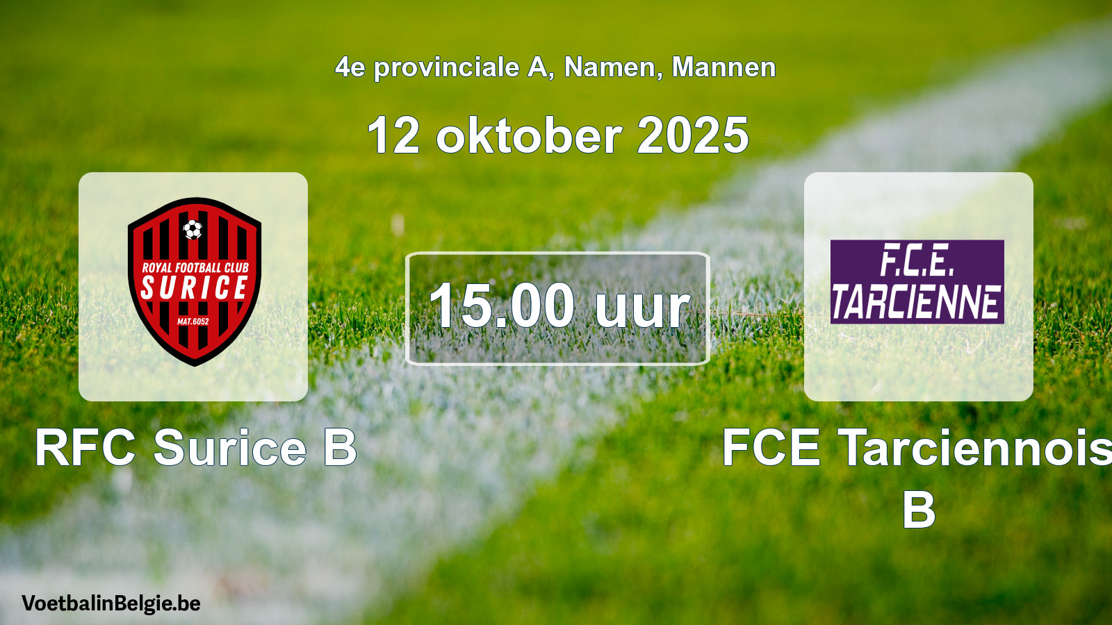 Scheduled match men football: RFC Surice B - FCE Tarciennois B (12 October 2025)