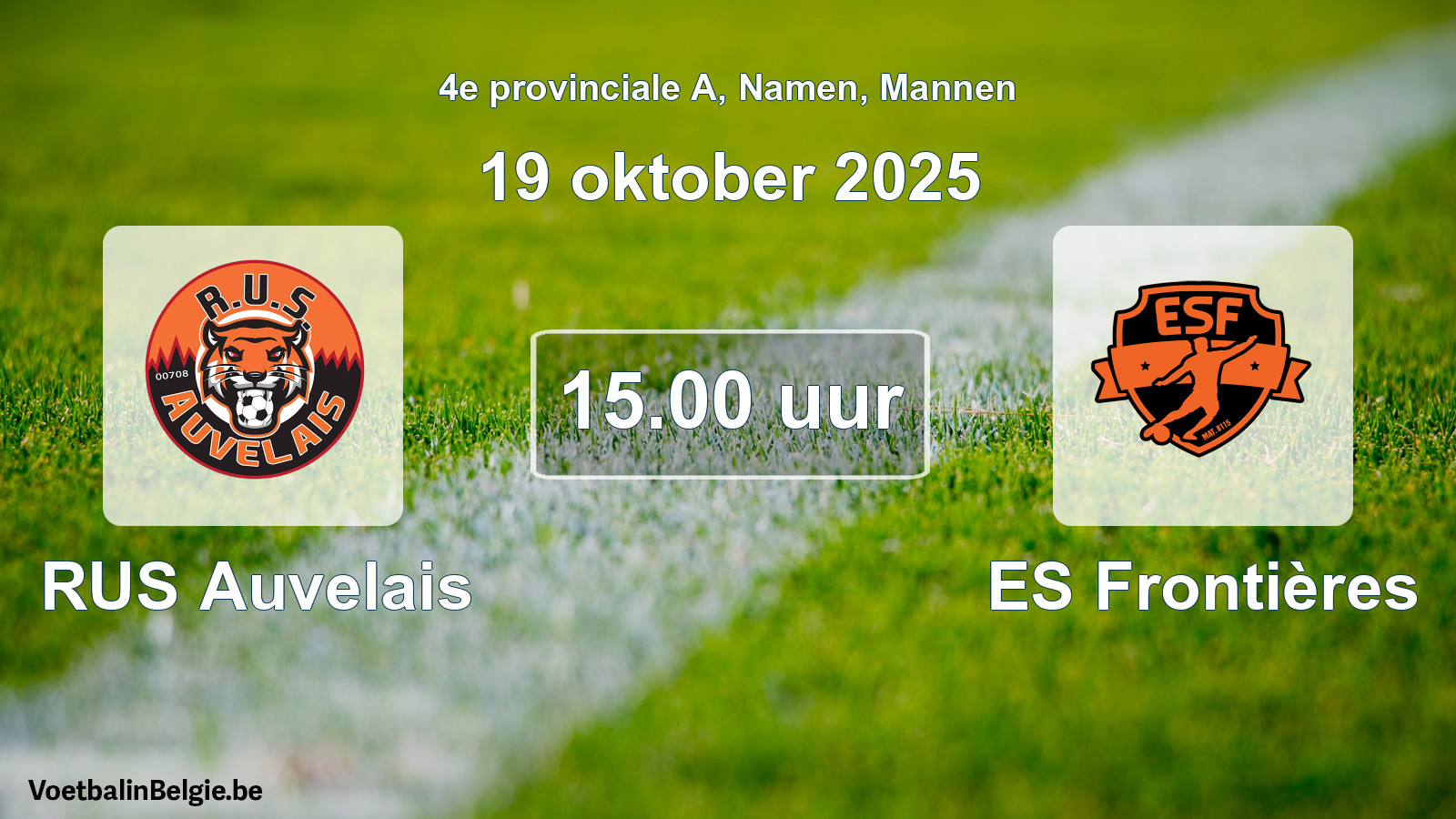 Geplande wedstrijd mannenvoetbal: RUS Auvelais - ES Frontières (19 oktober 2025)