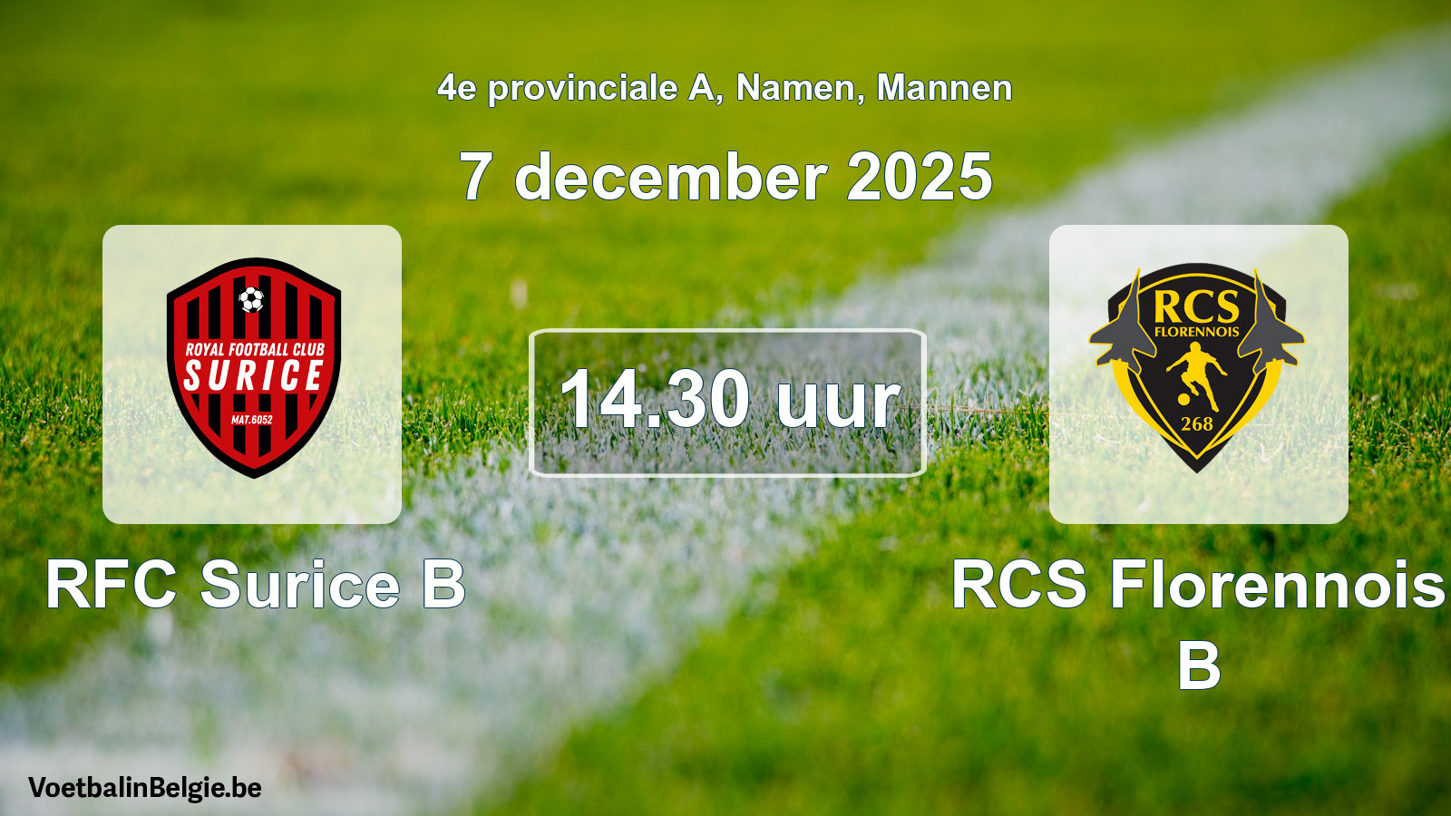 Scheduled match men football: RFC Surice B - RCS Florennois B (7 December 2025)