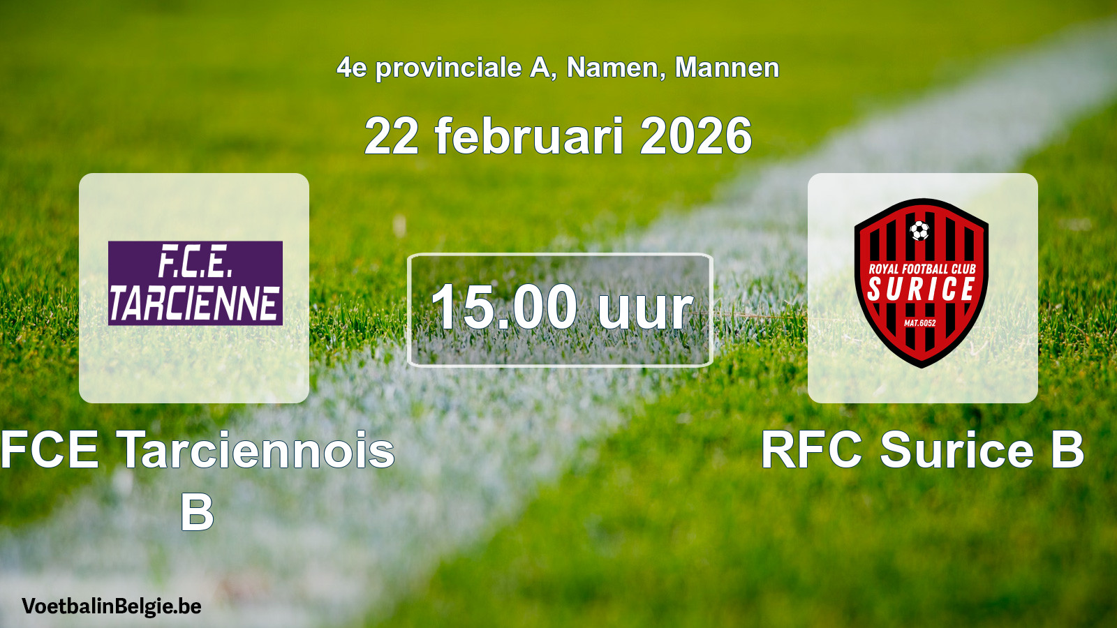 Scheduled match men football: FCE Tarciennois B - RFC Surice B (22 February 2026)