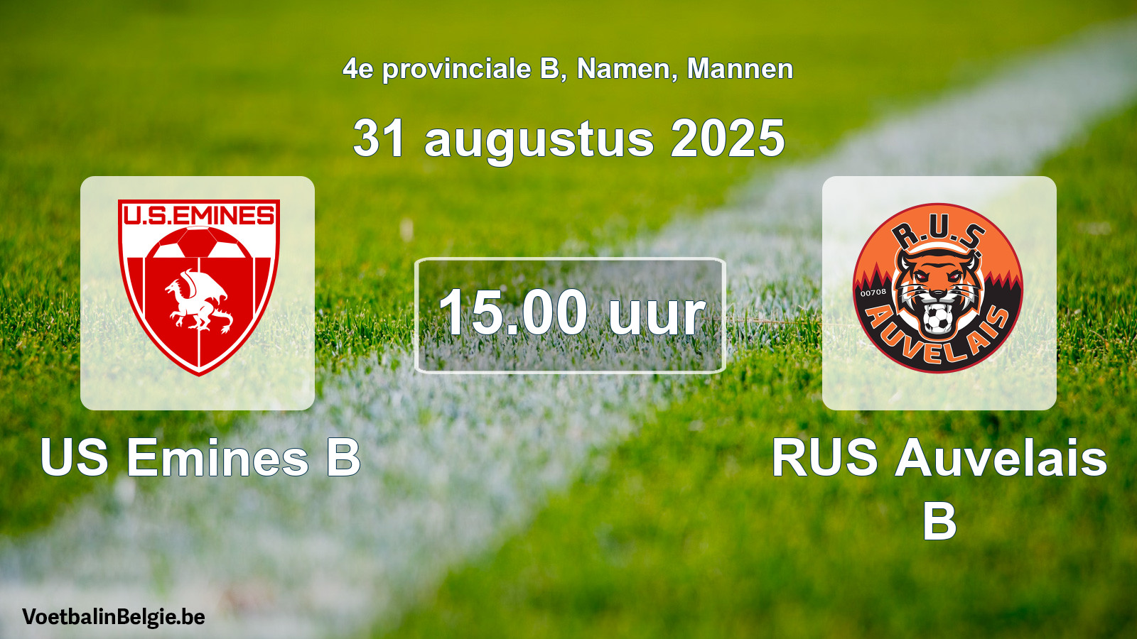 Scheduled match men football: US Emines B - RUS Auvelais B (31 August 2025)