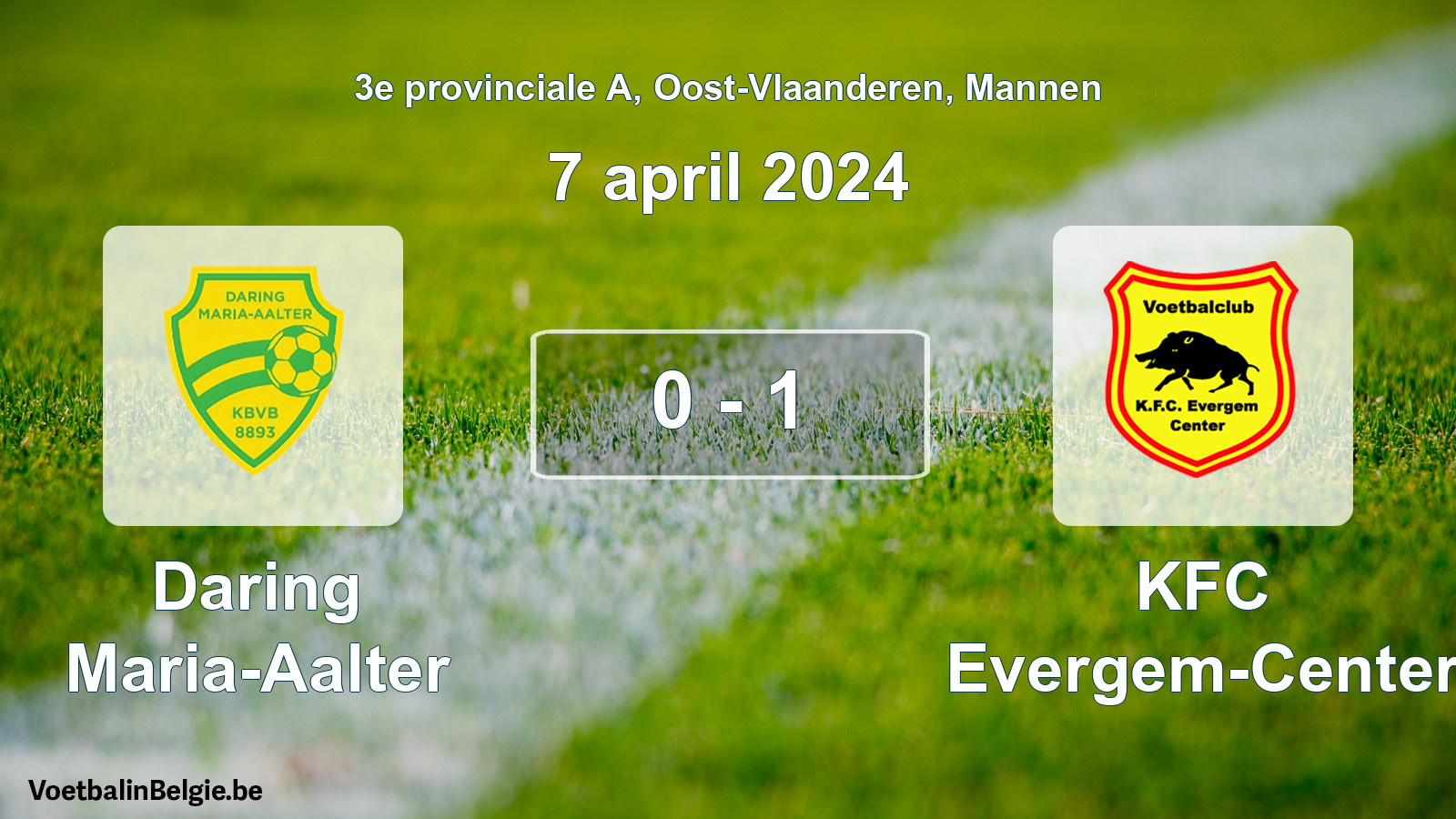 Played match men football: Daring Maria-Aalter - KFC Evergem-Center 0 - 1 (7 April 2024)