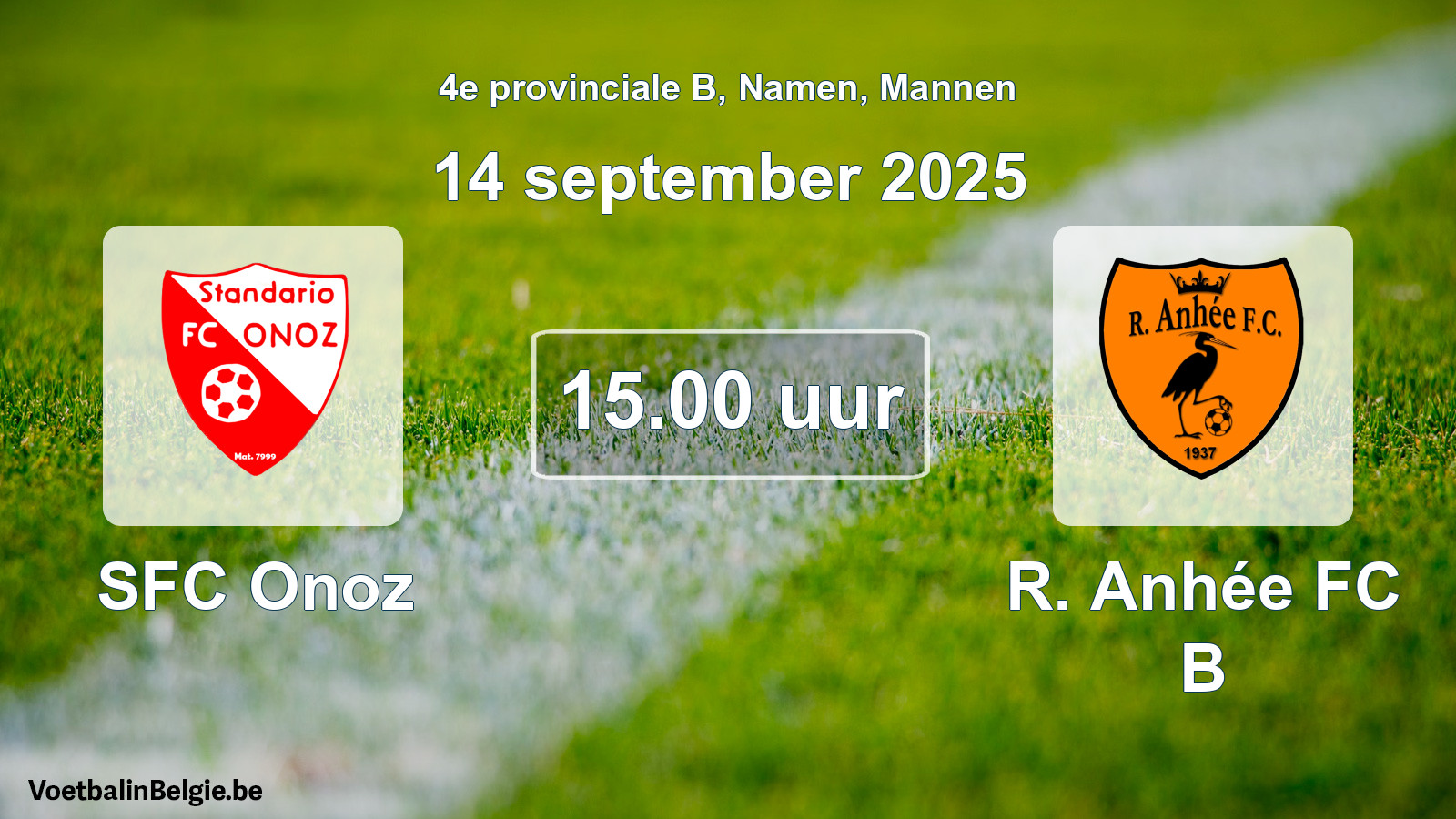 Scheduled match men football: SFC Onoz - R. Anhée FC B (14 September 2025)