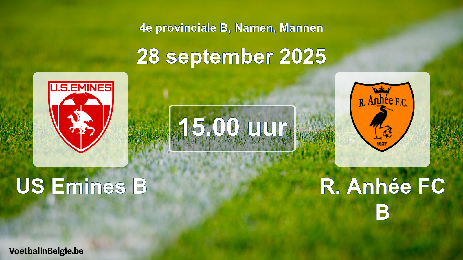 Scheduled match men football: US Emines B - R. Anhée FC B (28 September 2025)