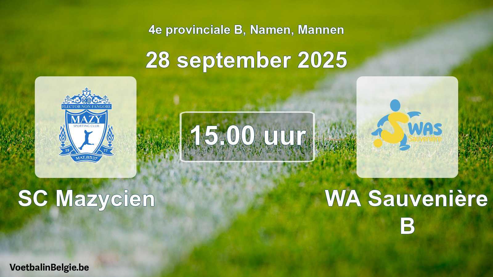 Scheduled match men football: SC Mazycien - WA Sauvenière B (28 September 2025)