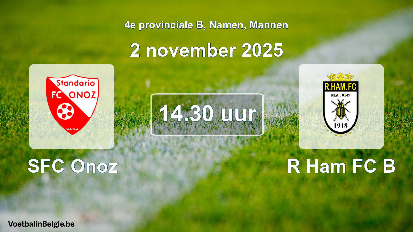 Scheduled match men football: SFC Onoz - R Ham FC B (2 November 2025)