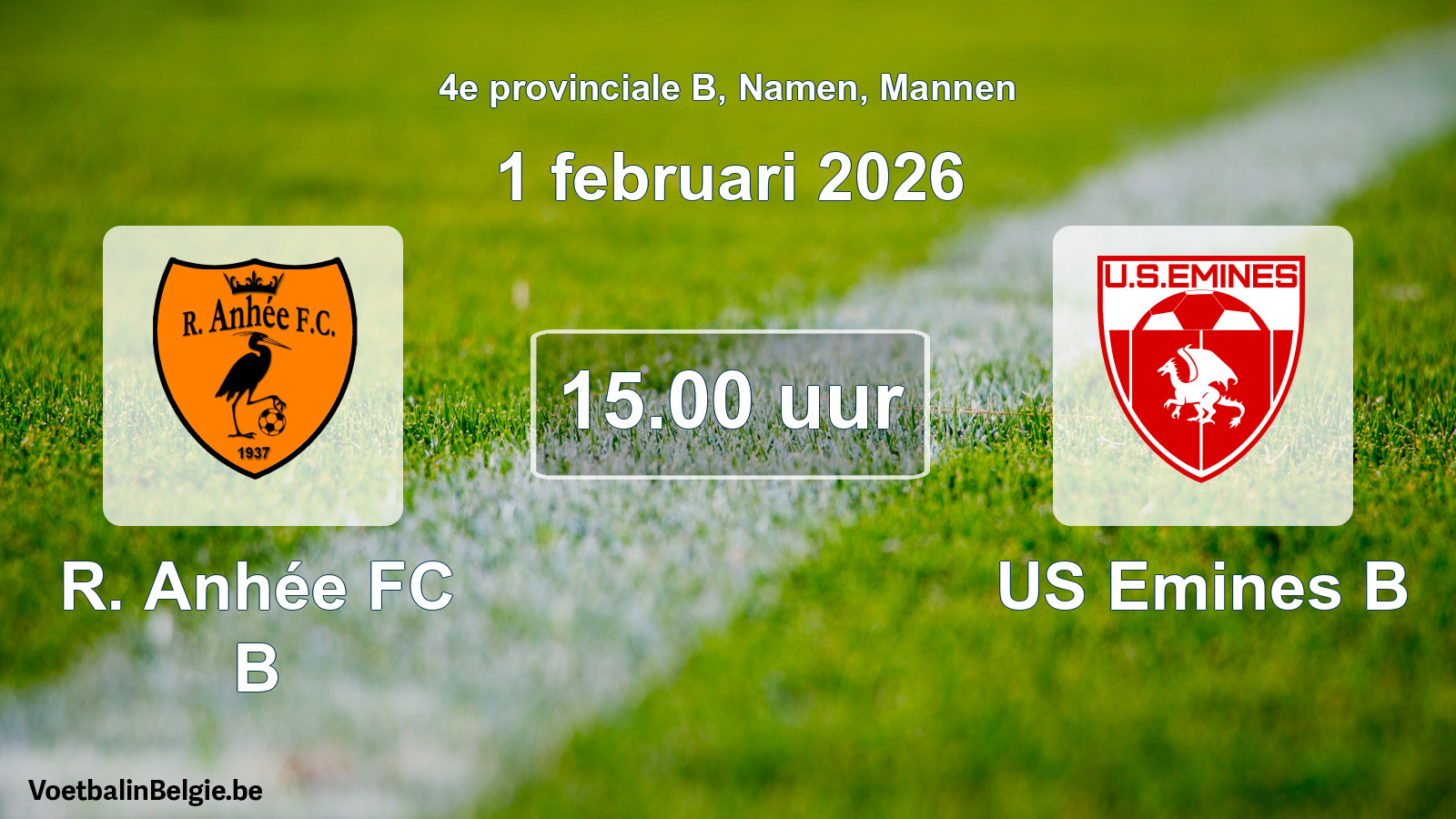 Scheduled match men football: R. Anhée FC B - US Emines B (1 February 2026)