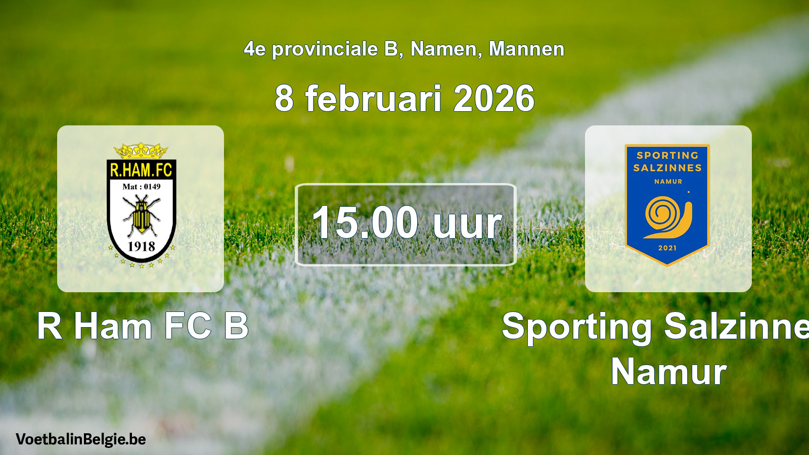 Scheduled match men football: R Ham FC B - Sporting Salzinnes Namur (8 February 2026)