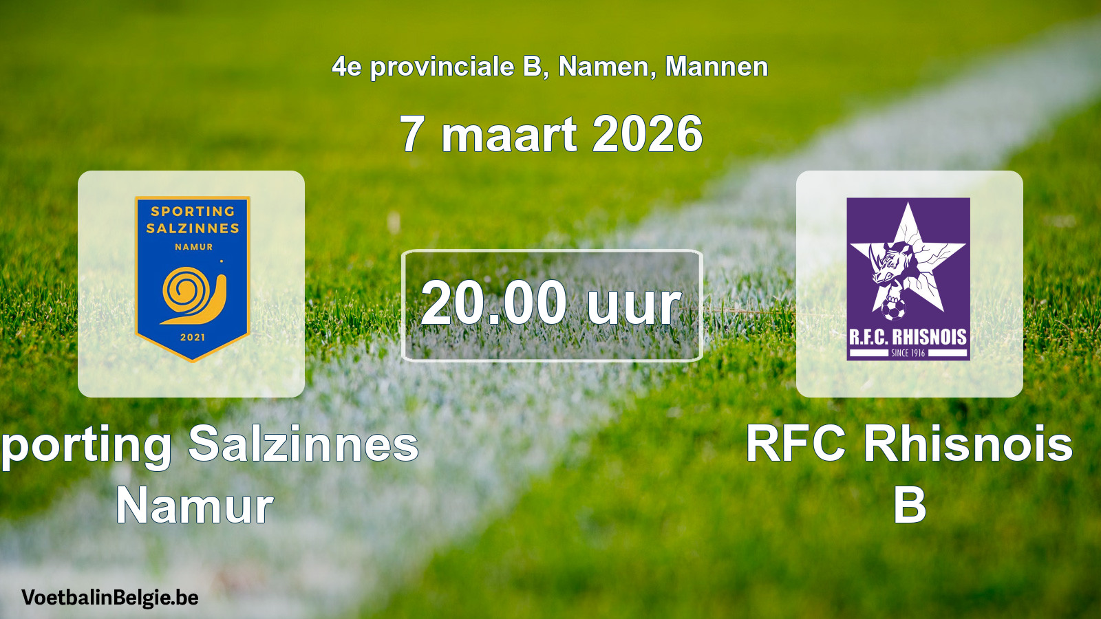 Scheduled match men football: Sporting Salzinnes Namur - RFC Rhisnois B (7 March 2026)