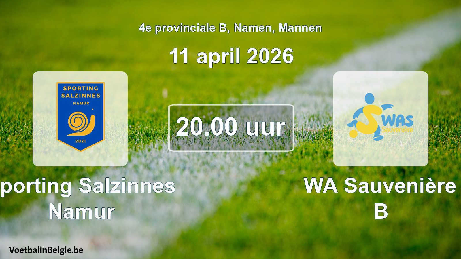 Geplantes Spiel männer-Fußball: Sporting Salzinnes Namur - WA Sauvenière B (11 April 2026)