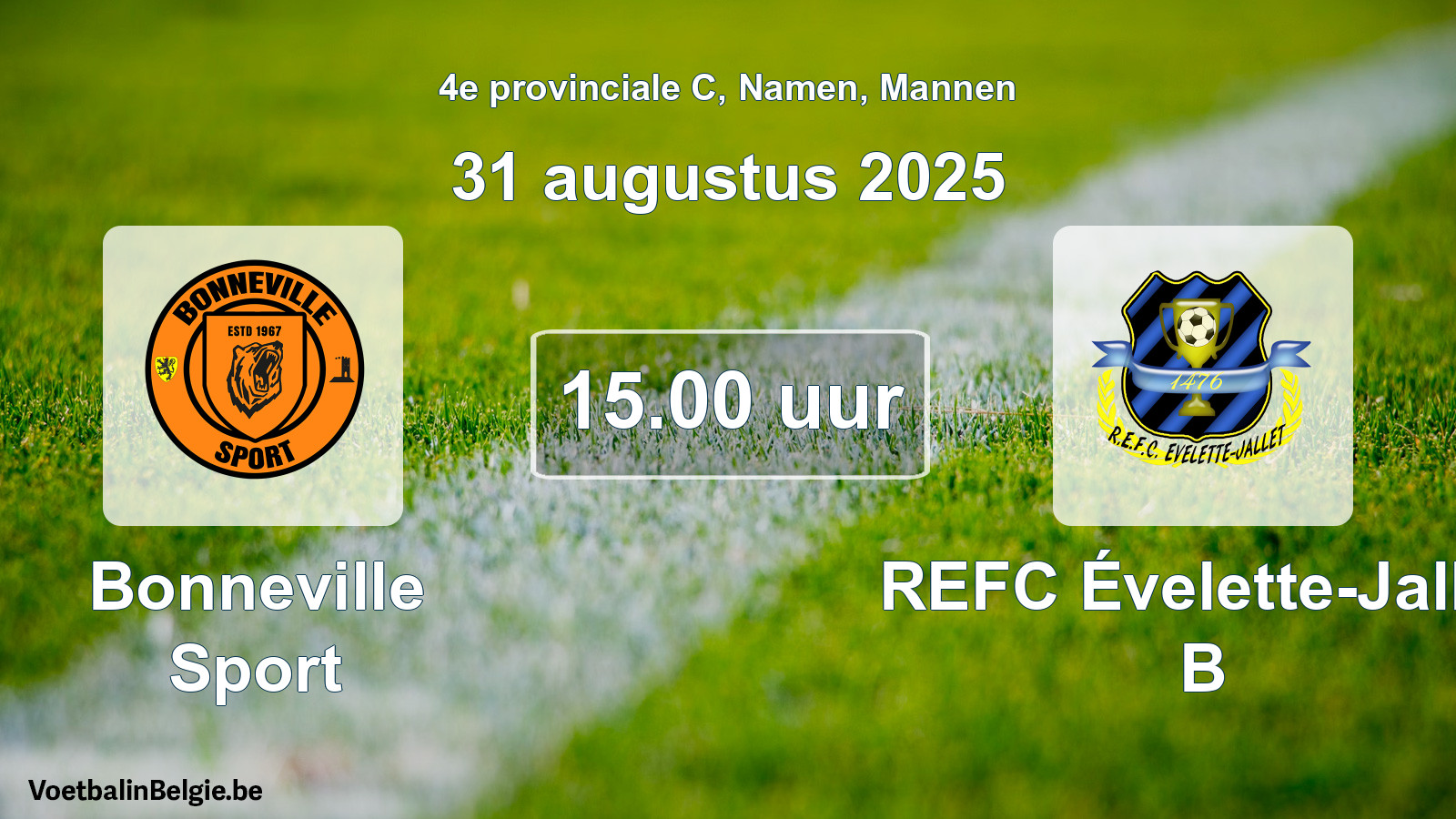 Match prévu football hommes: Bonneville Sport - REFC Évelette-Jallet B (31 août 2025)