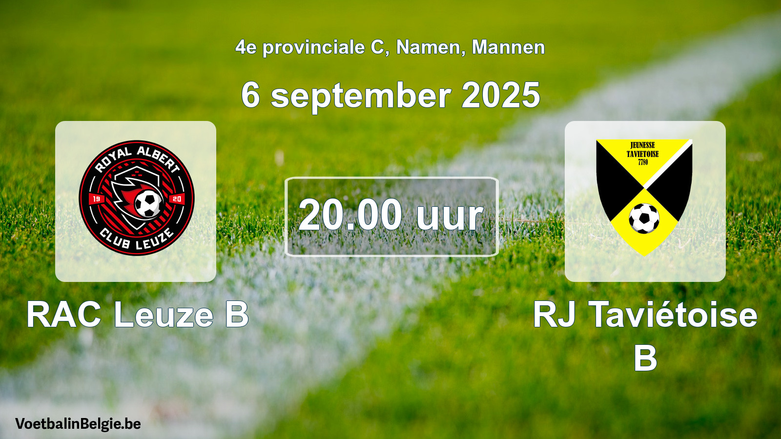 Match prévu football hommes: RAC Leuze B - RJ Taviétoise B (6 septembre 2025)