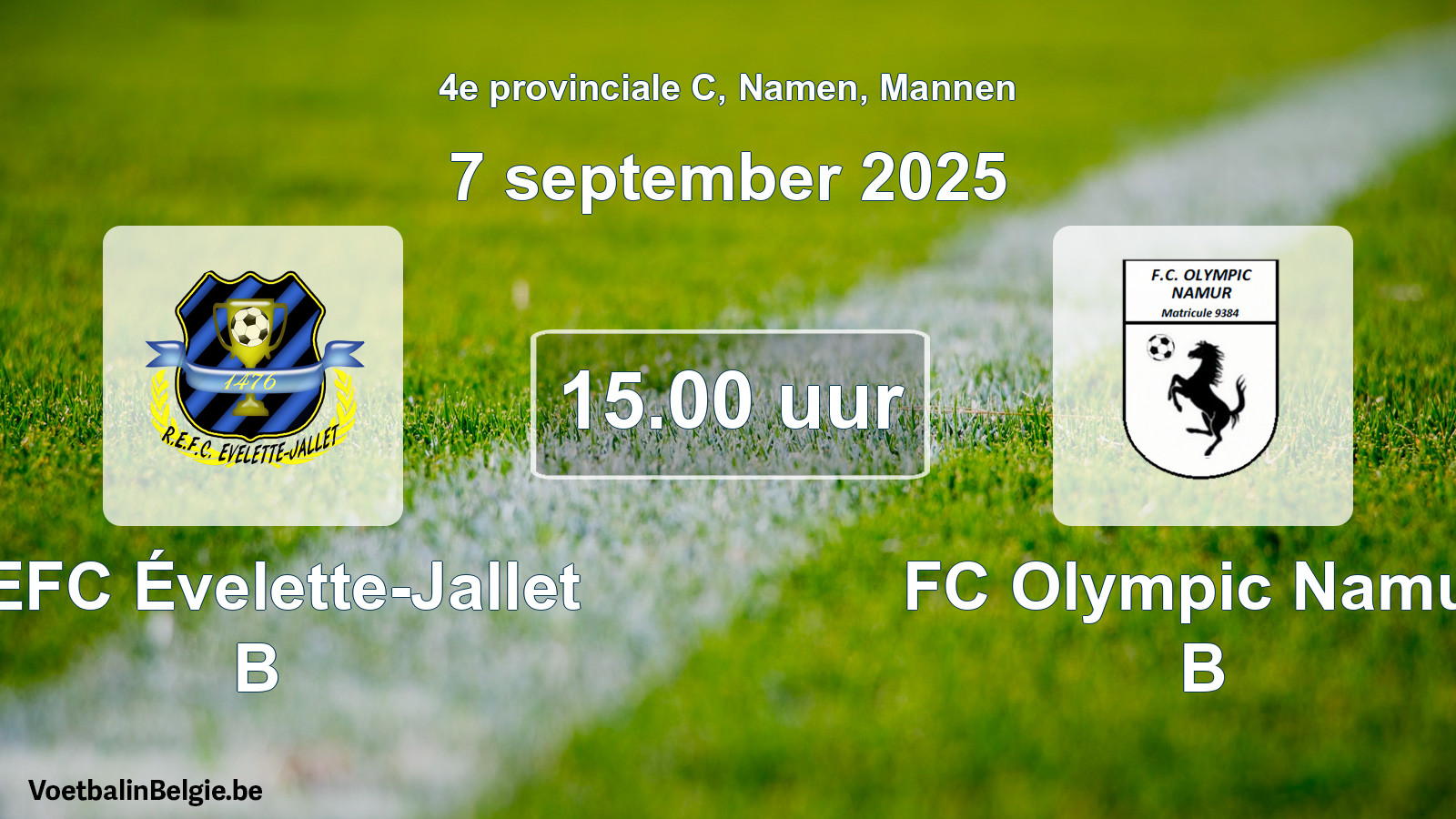 Scheduled match men football: REFC Évelette-Jallet B - FC Olympic Namur B (7 September 2025)