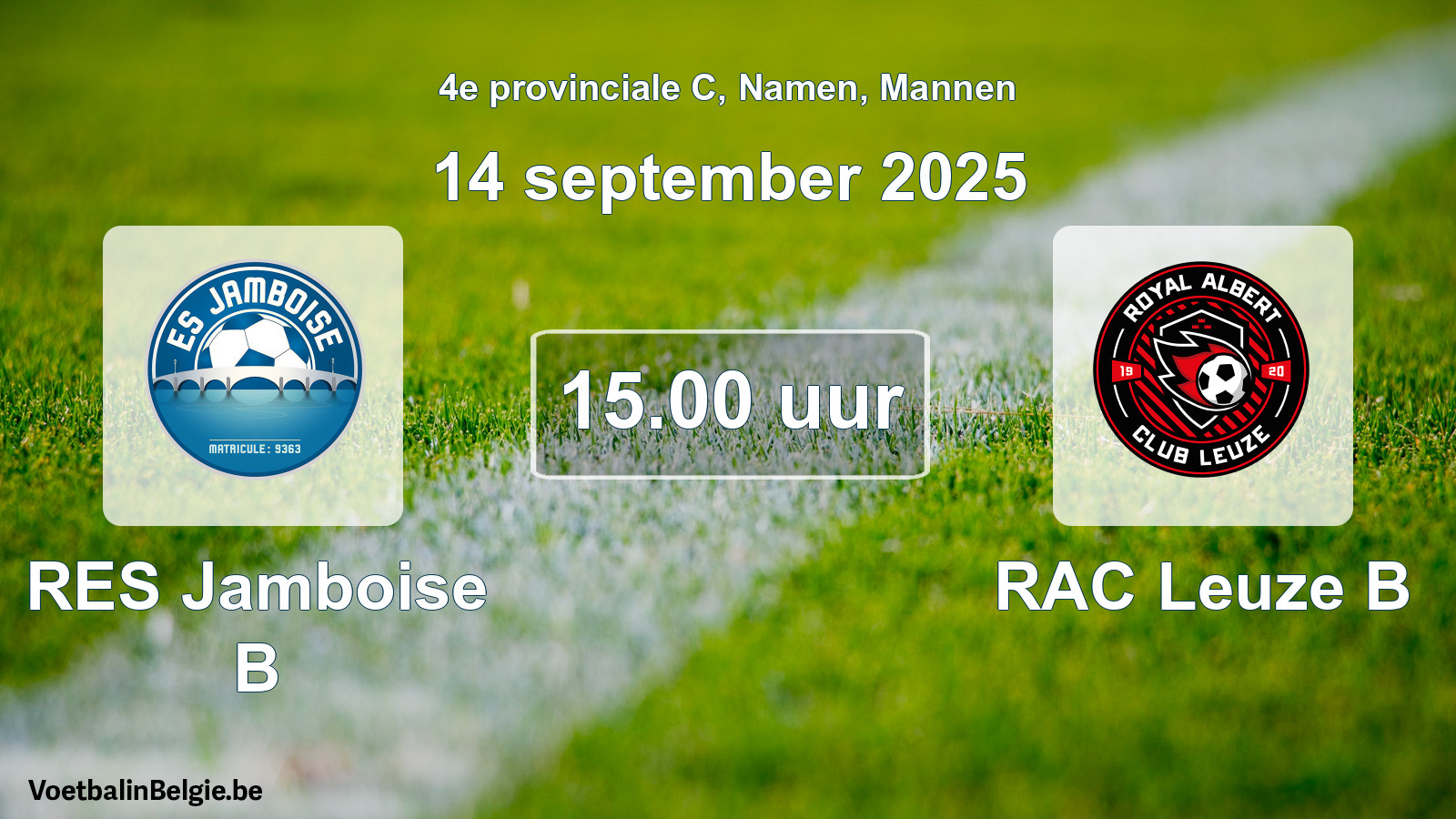 Scheduled match men football: RES Jamboise B - RAC Leuze B (14 September 2025)