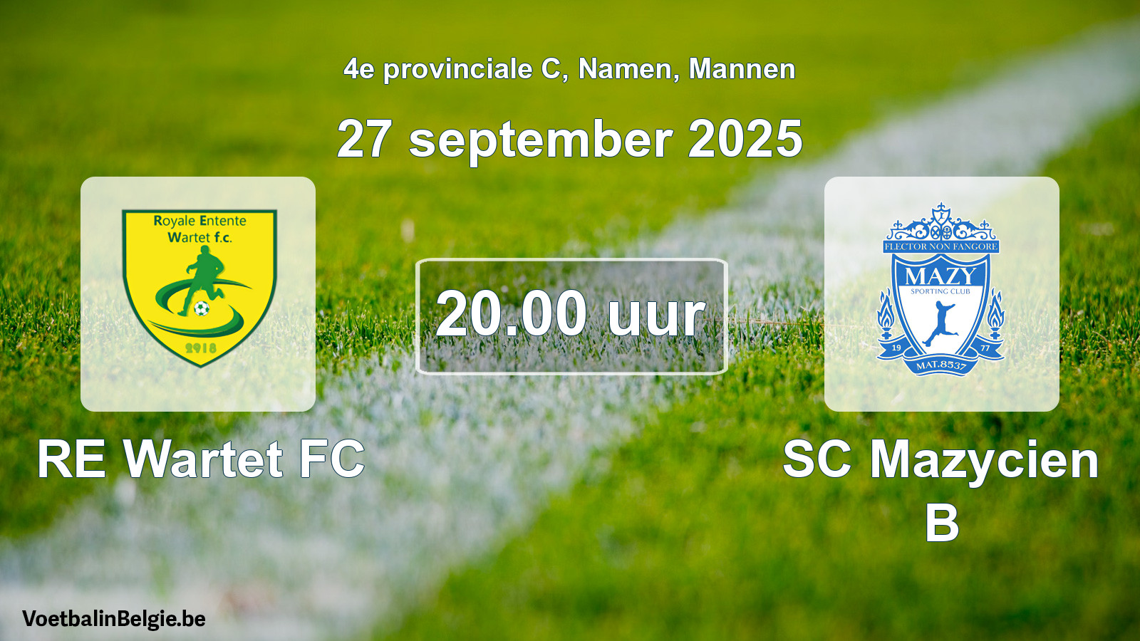 Scheduled match men football: RE Wartet FC - SC Mazycien B (27 September 2025)