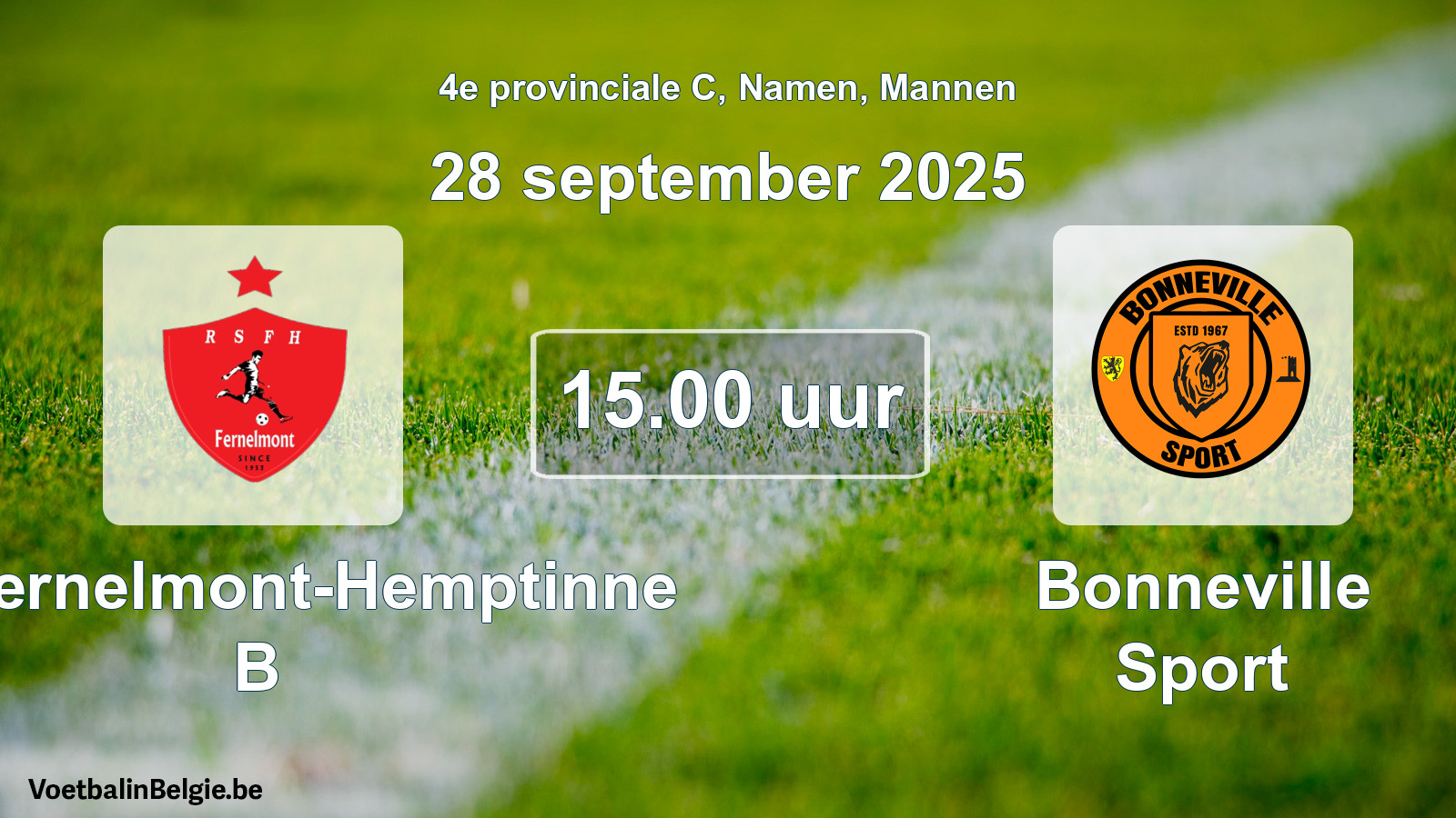 Geplantes Spiel männer-Fußball: RS Fernelmont-Hemptinne B - Bonneville Sport (28 September 2025)