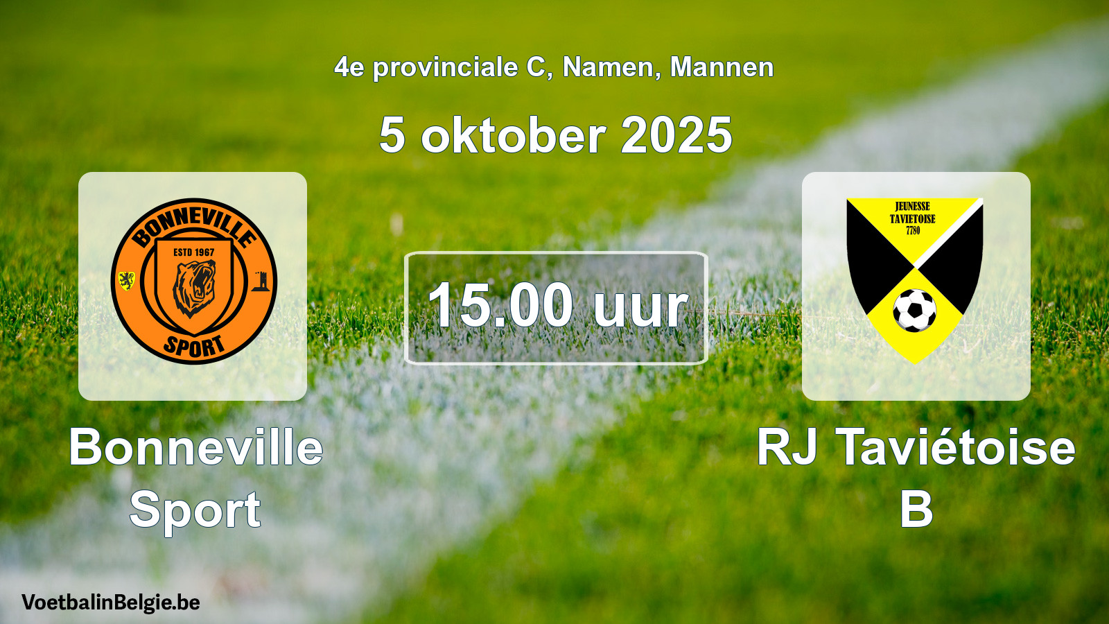 Geplande wedstrijd mannenvoetbal: Bonneville Sport - RJ Taviétoise B (5 oktober 2025)