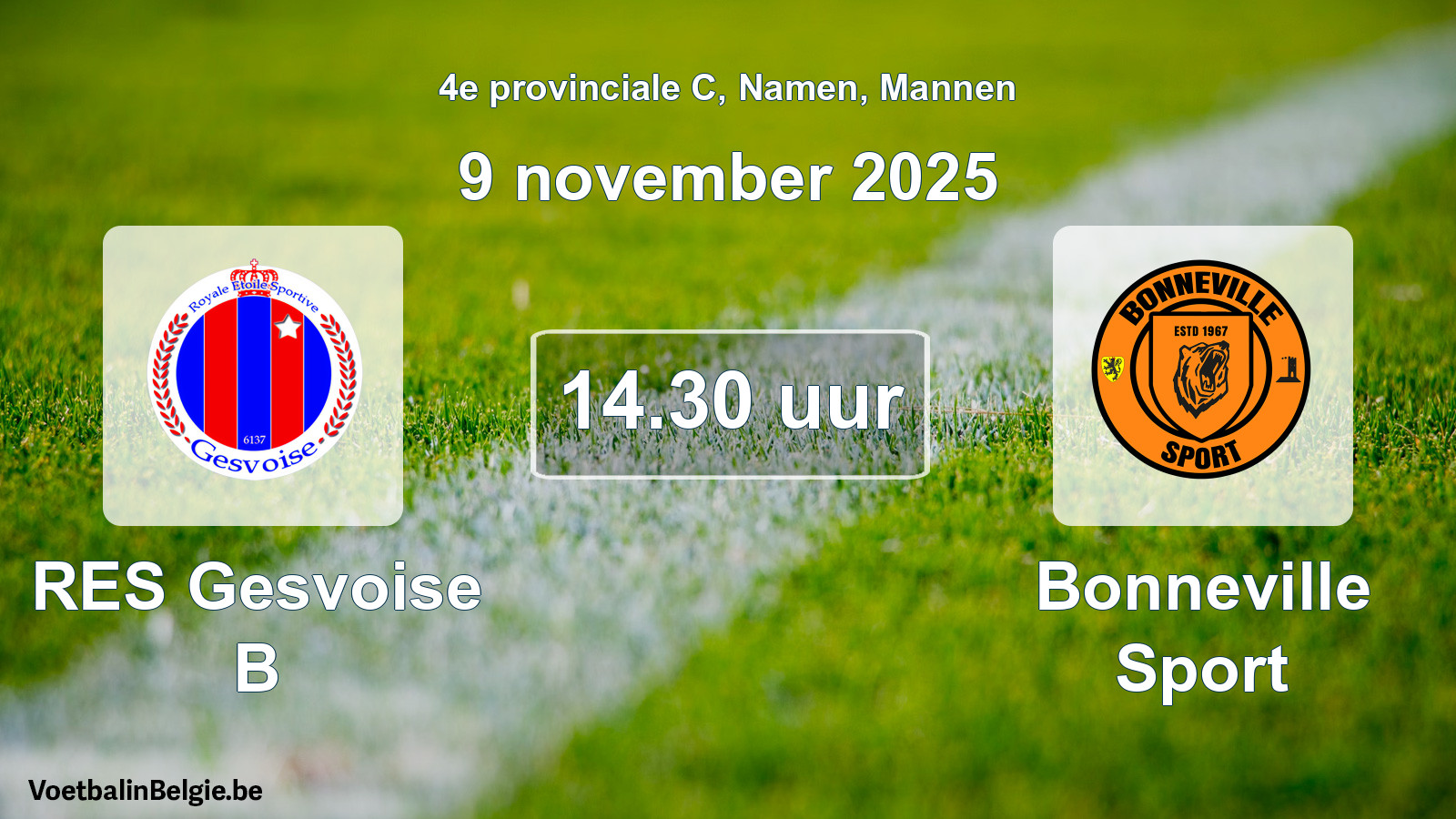 Geplantes Spiel männer-Fußball: RES Gesvoise B - Bonneville Sport (9 November 2025)