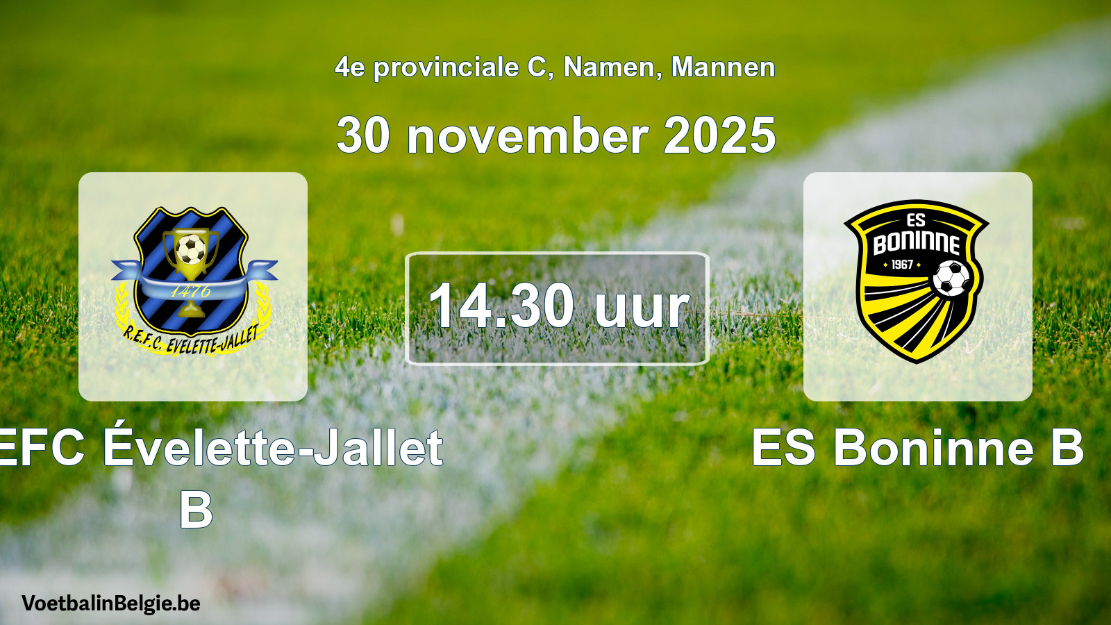Scheduled match men football: REFC Évelette-Jallet B - ES Boninne B (30 November 2025)