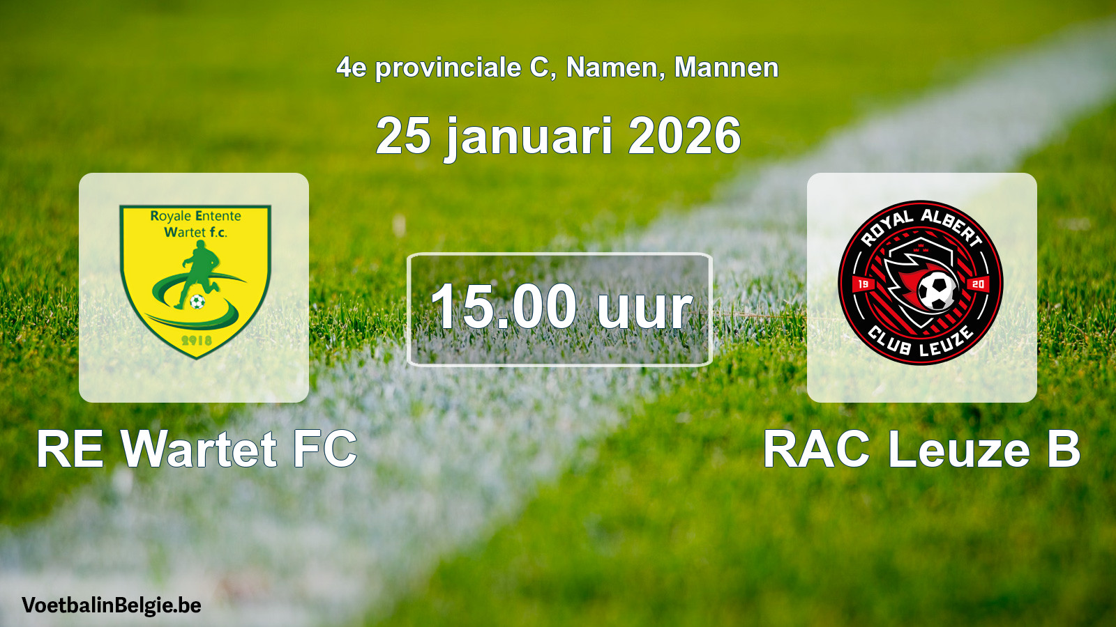 Scheduled match men football: RE Wartet FC - RAC Leuze B (25 January 2026)
