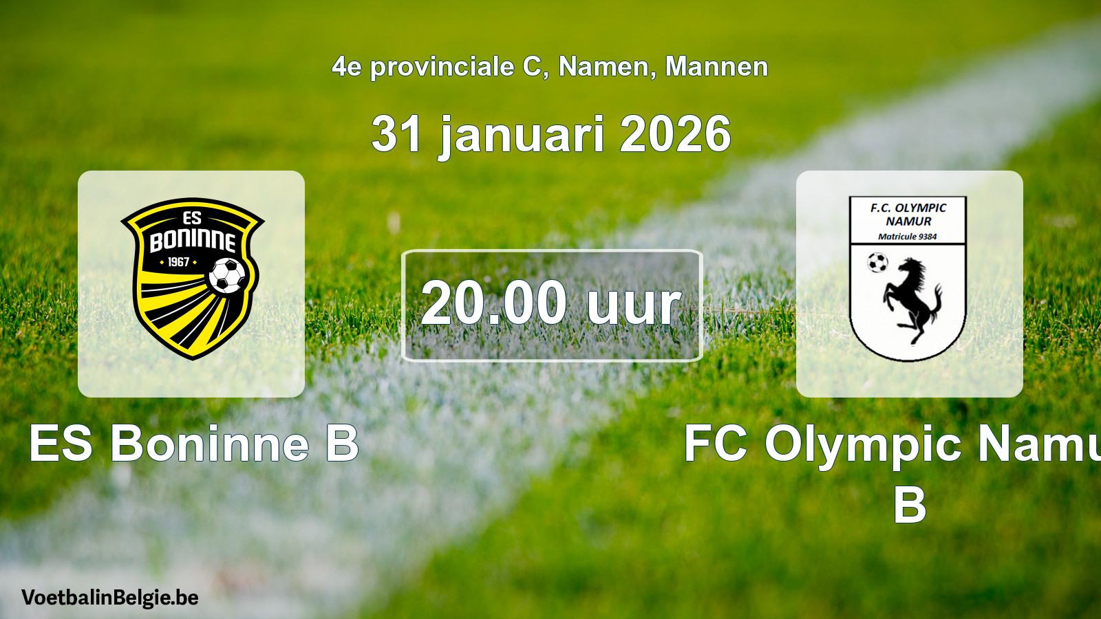 Geplantes Spiel männer-Fußball: ES Boninne B - FC Olympic Namur B (31 Januar 2026)