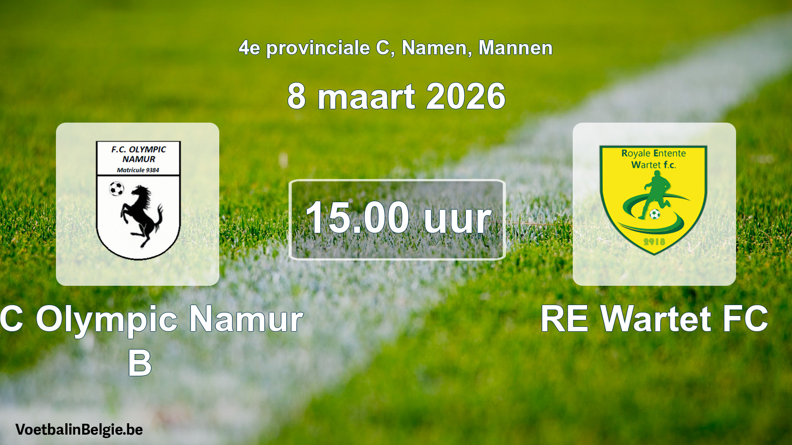 Scheduled match men football: FC Olympic Namur B - RE Wartet FC (8 March 2026)