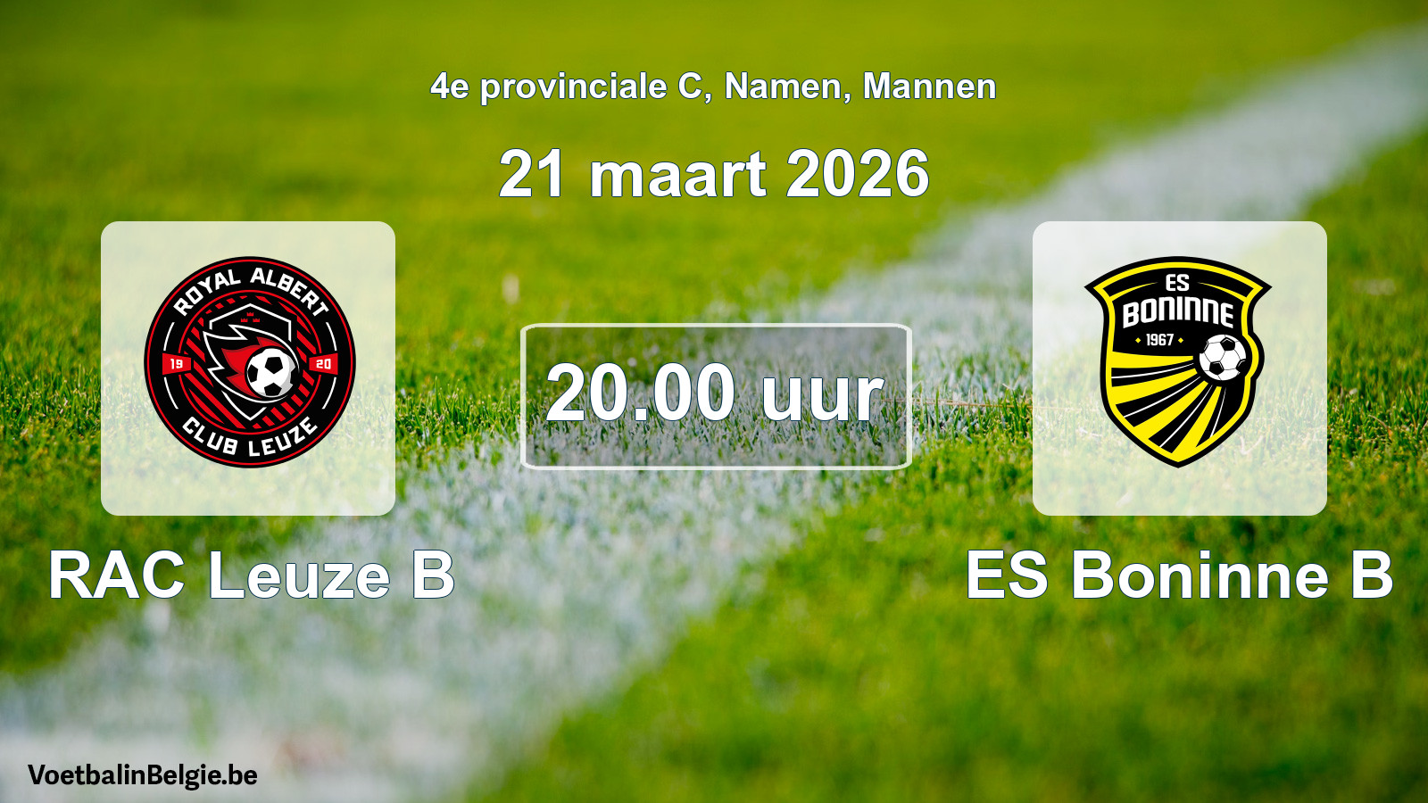 Geplantes Spiel männer-Fußball: RAC Leuze B - ES Boninne B (21 März 2026)