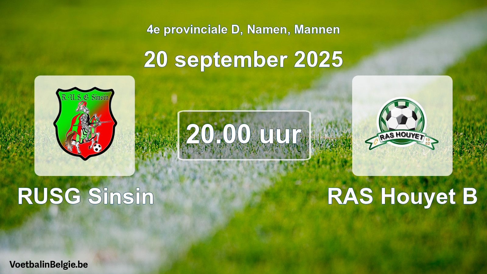 Scheduled match men football: RUSG Sinsin - RAS Houyet B (20 September 2025)