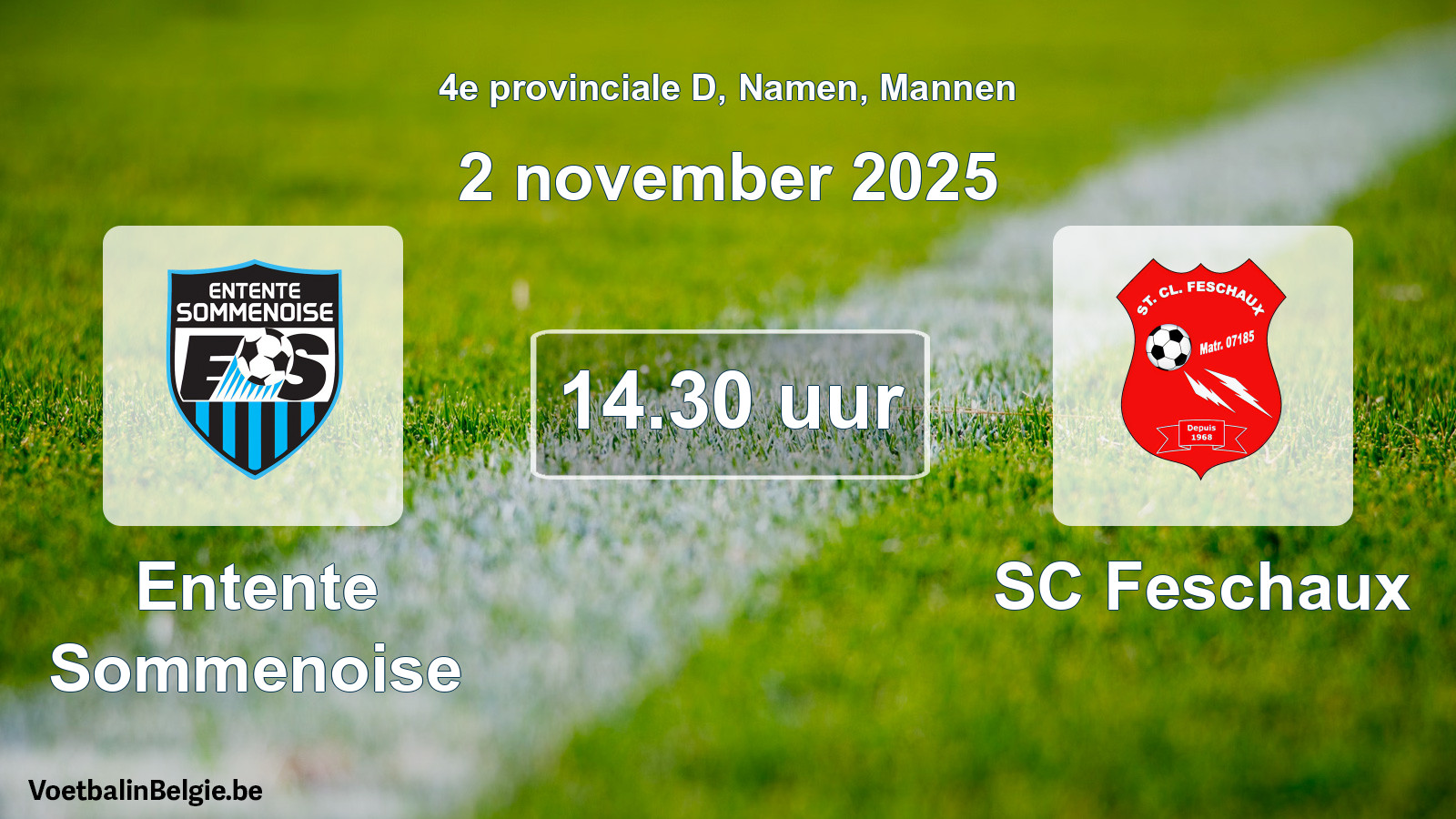 Scheduled match men football: Entente Sommenoise - SC Feschaux (2 November 2025)
