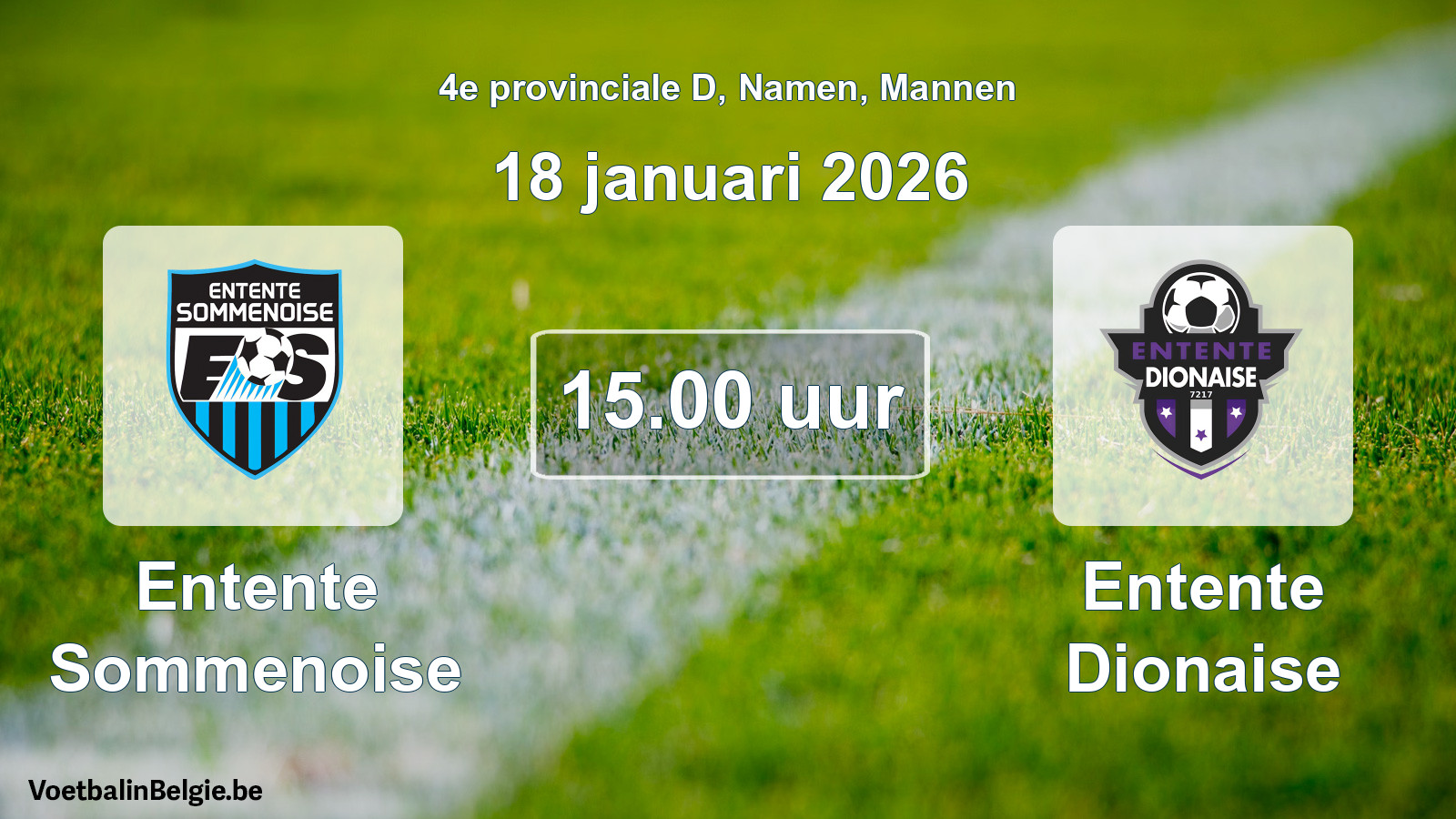 Scheduled match men football: Entente Sommenoise - Entente Dionaise (18 January 2026)