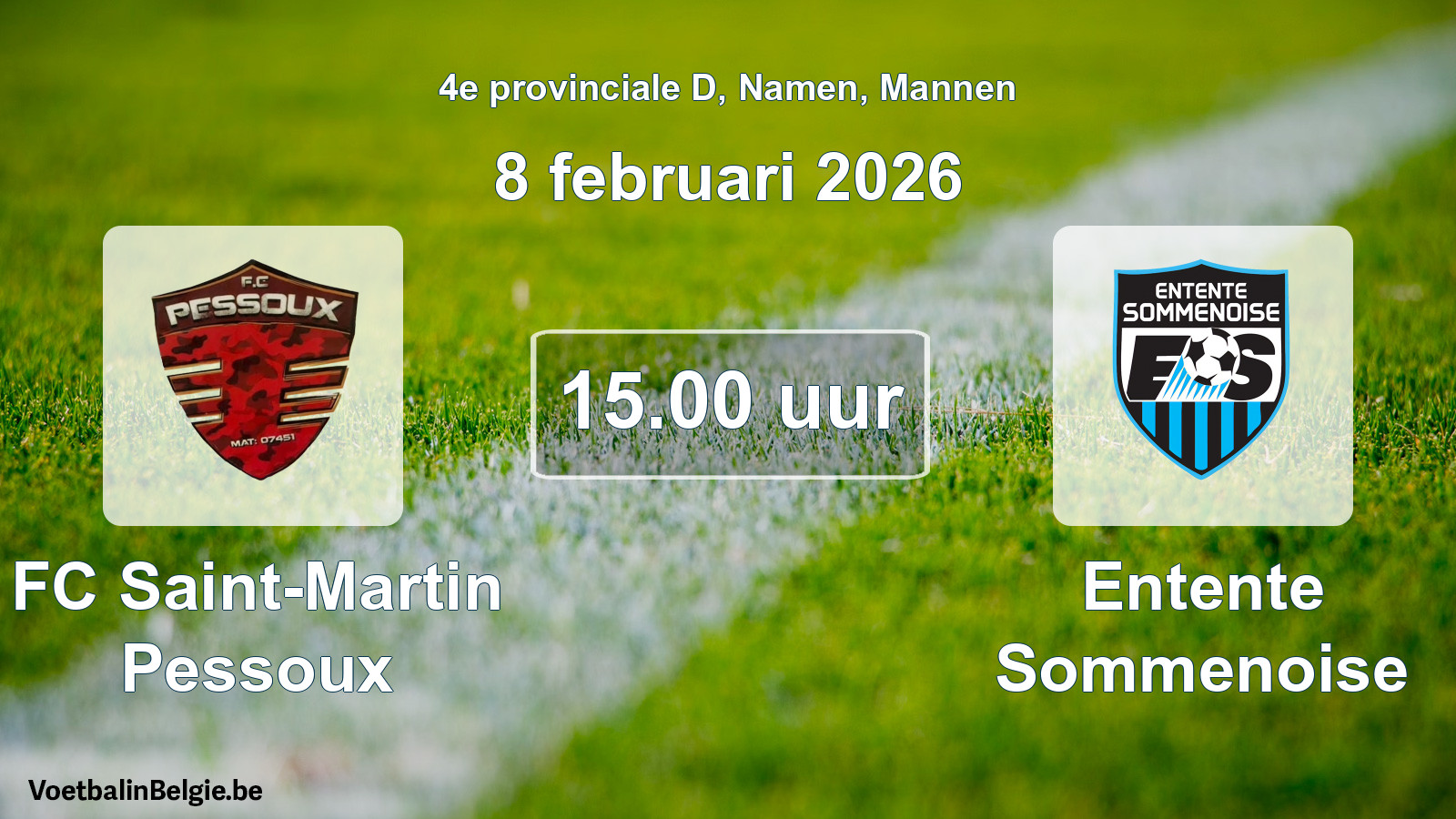 Scheduled match men football: FC Saint-Martin Pessoux - Entente Sommenoise (8 February 2026)