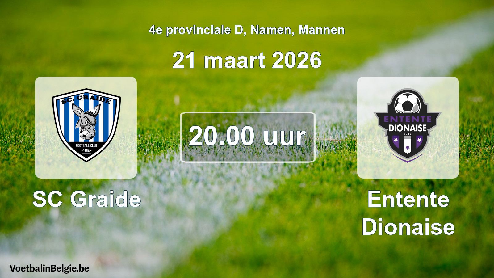 Scheduled match men football: SC Graide - Entente Dionaise (21 March 2026)