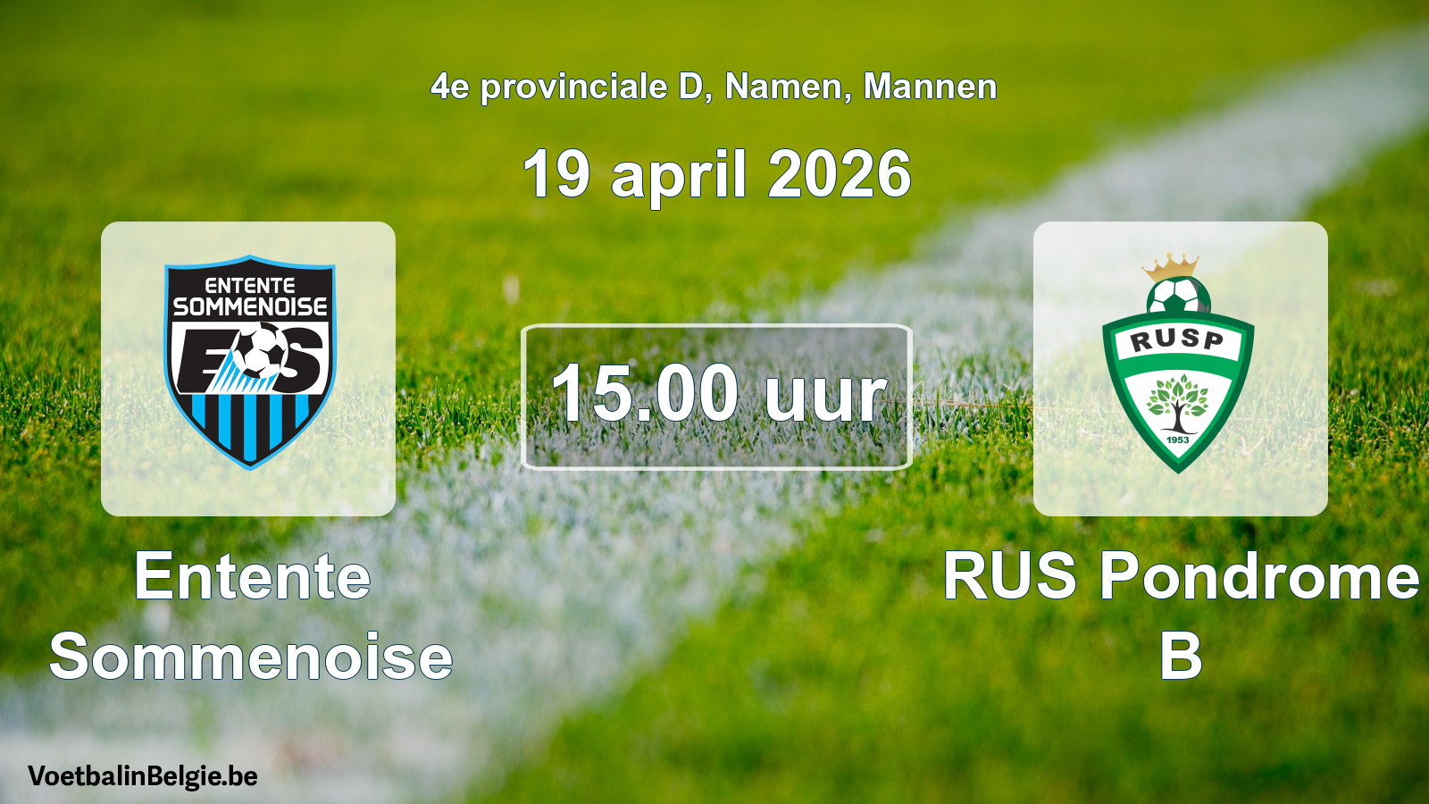 Scheduled match men football: Entente Sommenoise - RUS Pondrome B (19 April 2026)