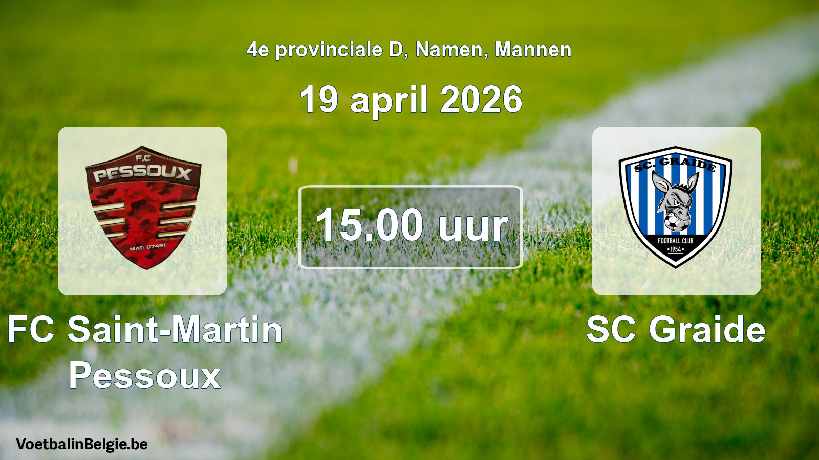 Scheduled match men football: FC Saint-Martin Pessoux - SC Graide (19 April 2026)