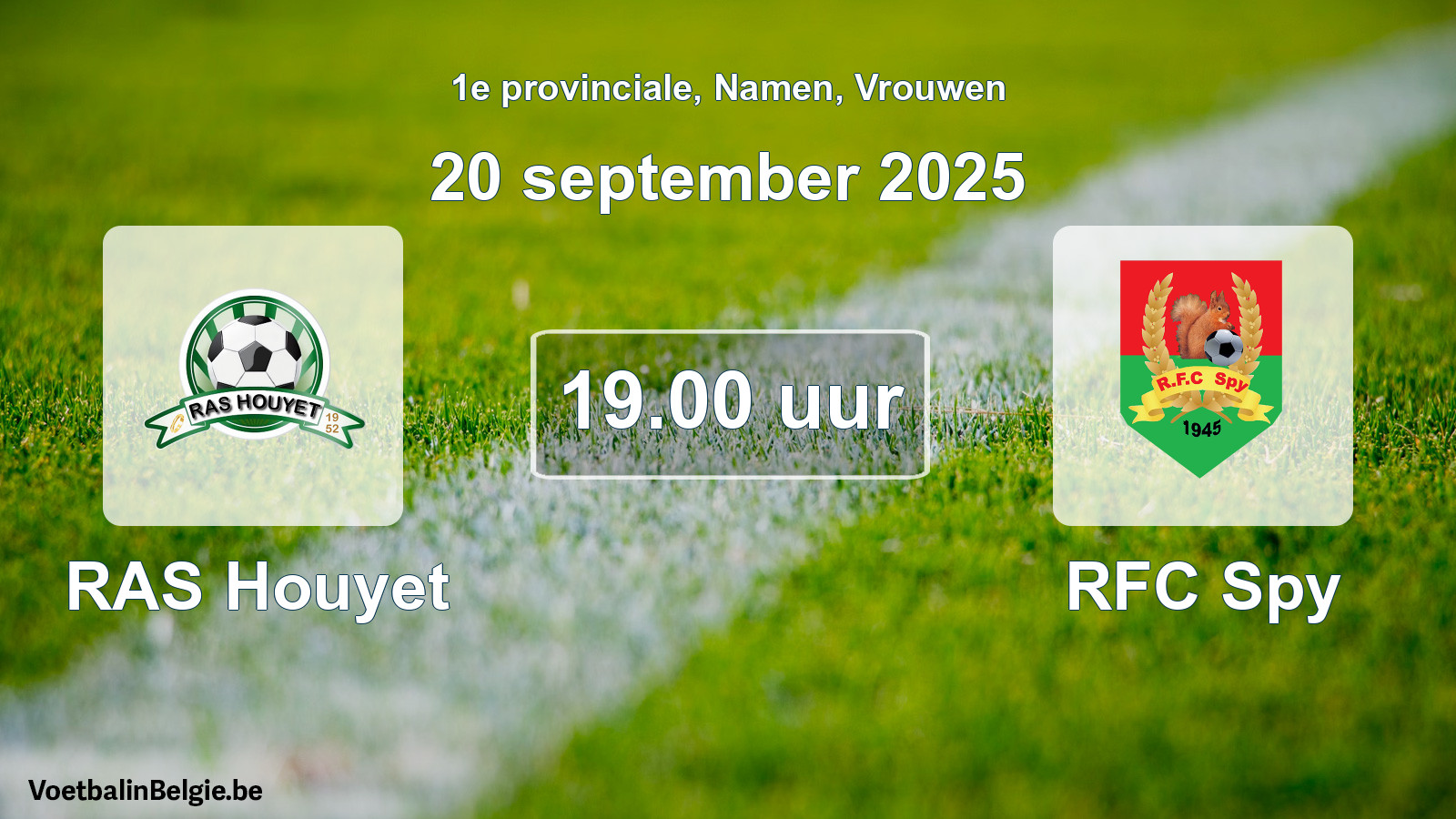 Scheduled match women football: RAS Houyet - RFC Spy (20 September 2025)