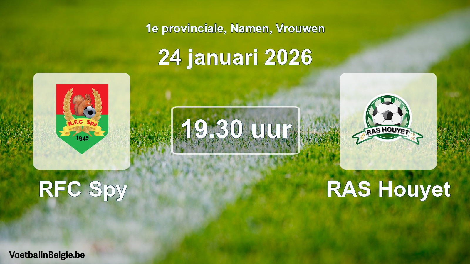 Scheduled match women football: RFC Spy - RAS Houyet (24 January 2026)